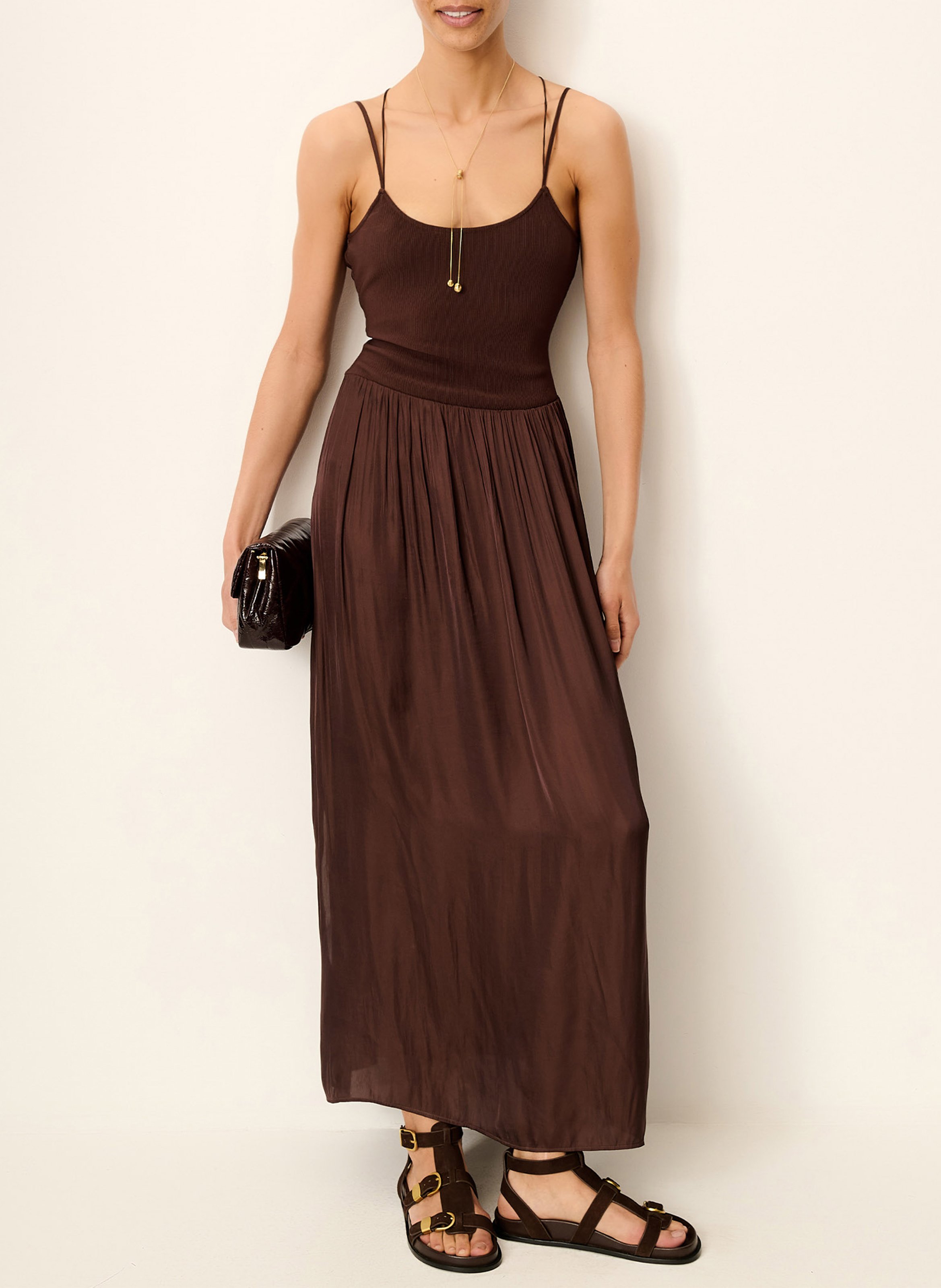 Robe longue col rond sweet mambo SESSUN Marron