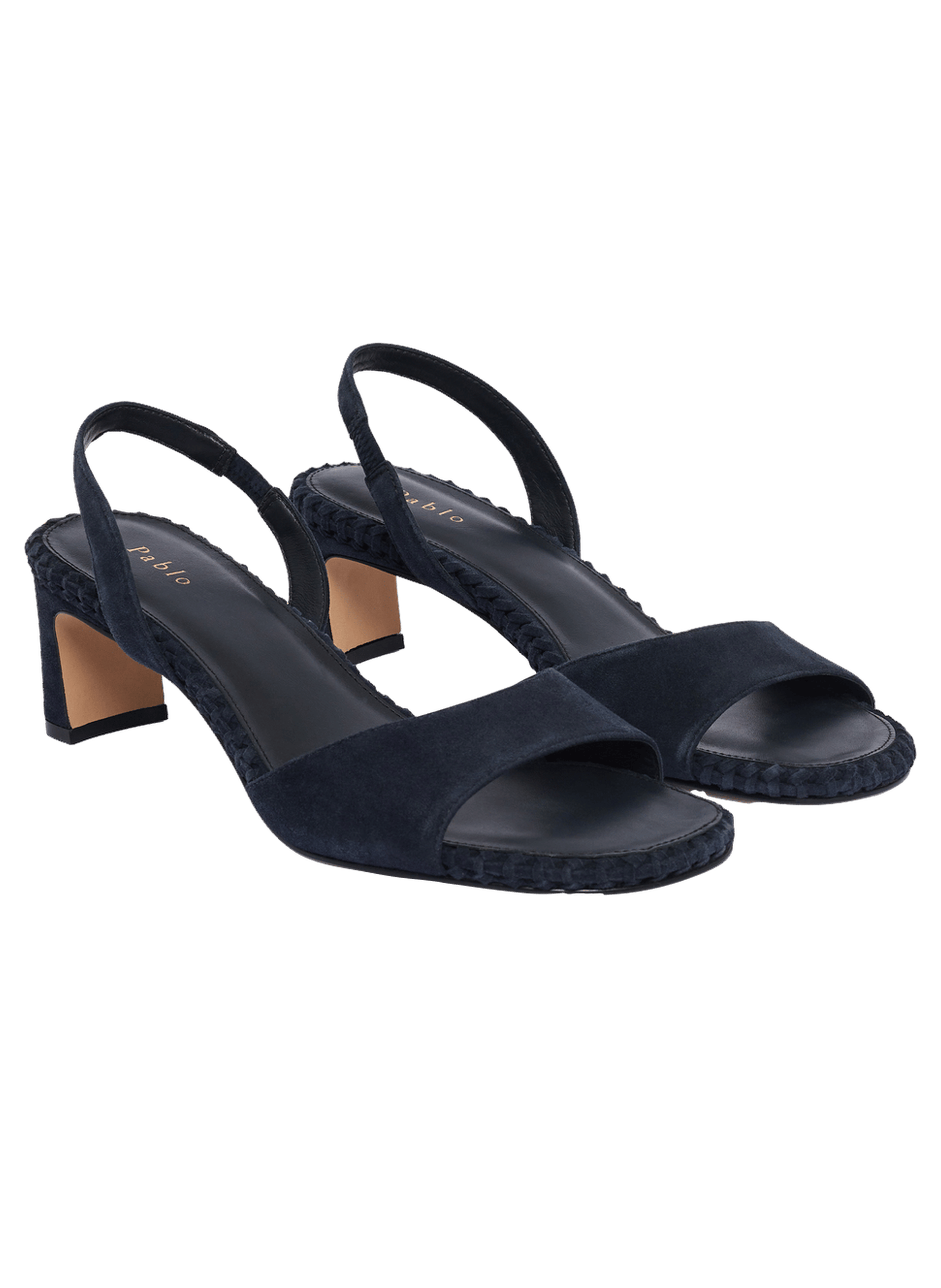 Sandales à talon en cuir velours - alya | Bleu PABLO Femme