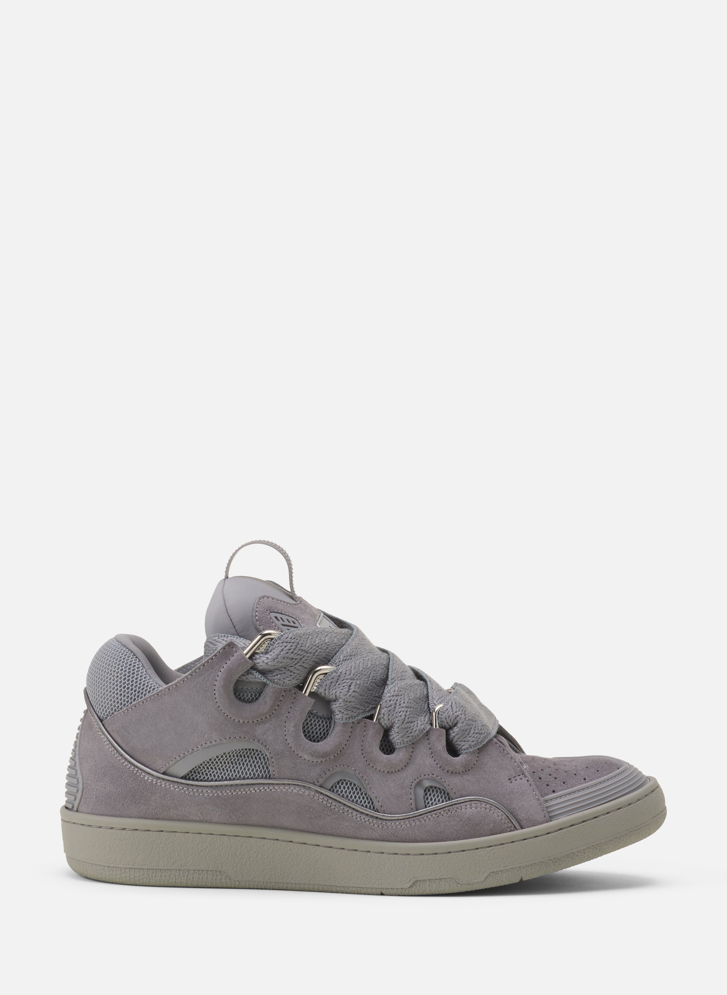 Sneakers curbs en suede monocolor LANVIN Gris