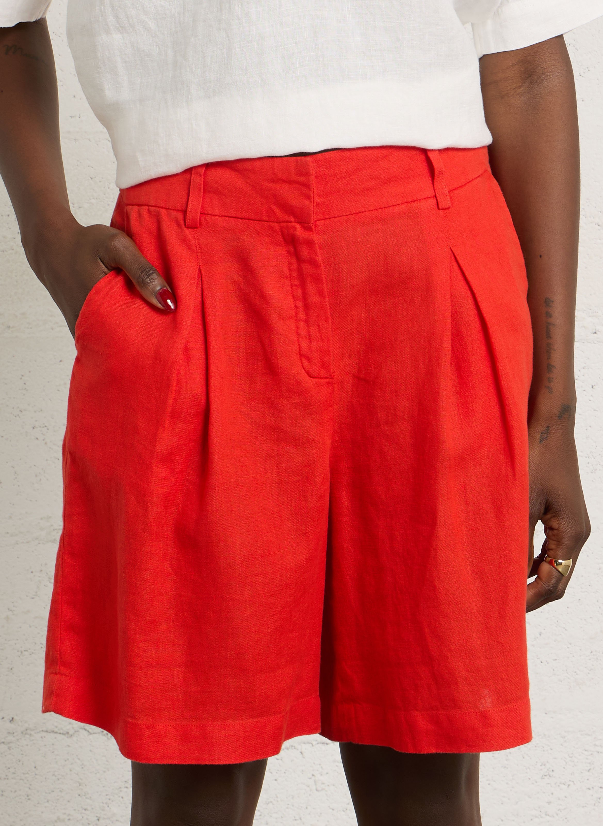Short large en lin tanguy MAISON 123 Rouge