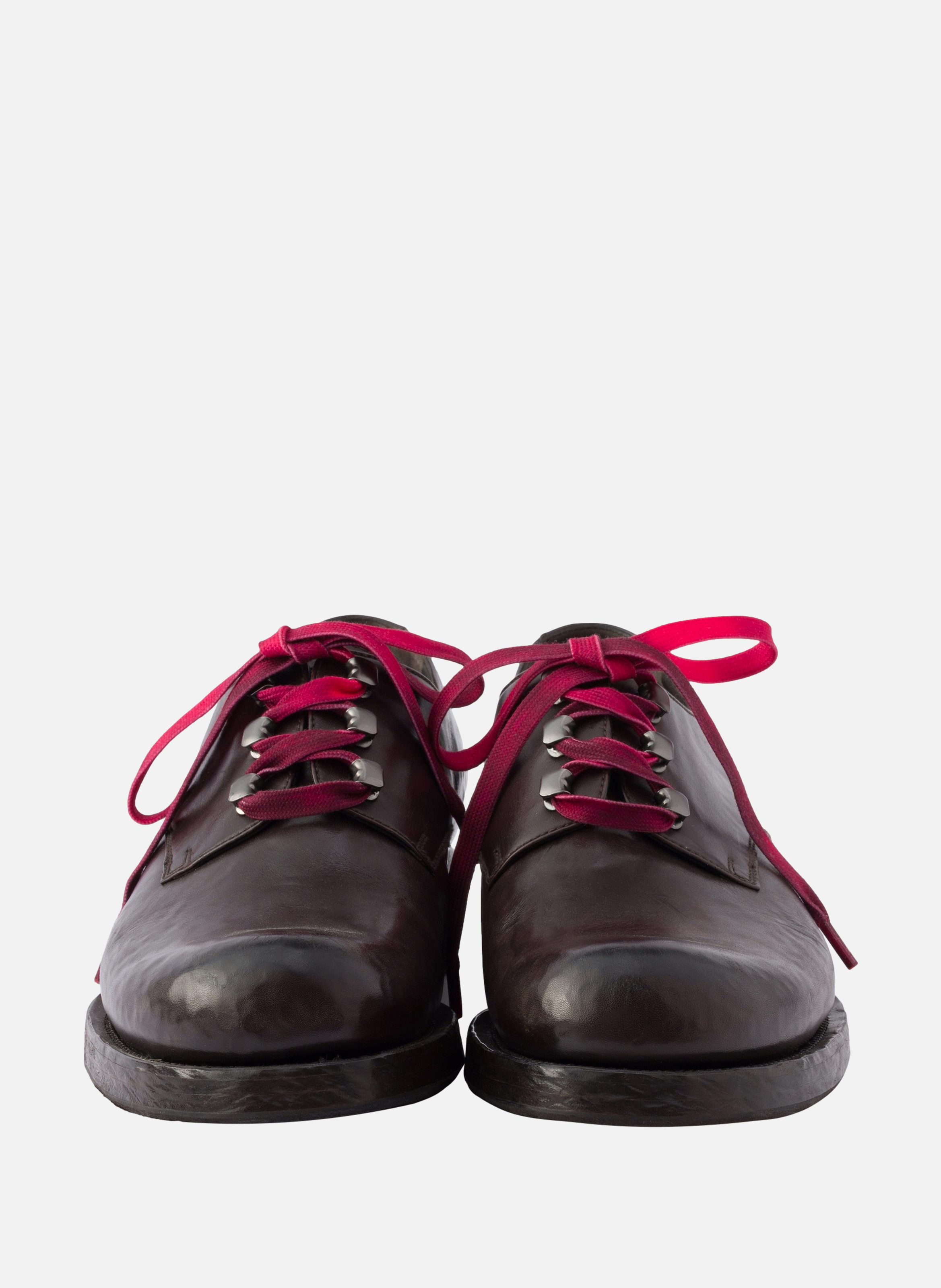 Chaussures à lacets en cuir vieilli PRADA Marron