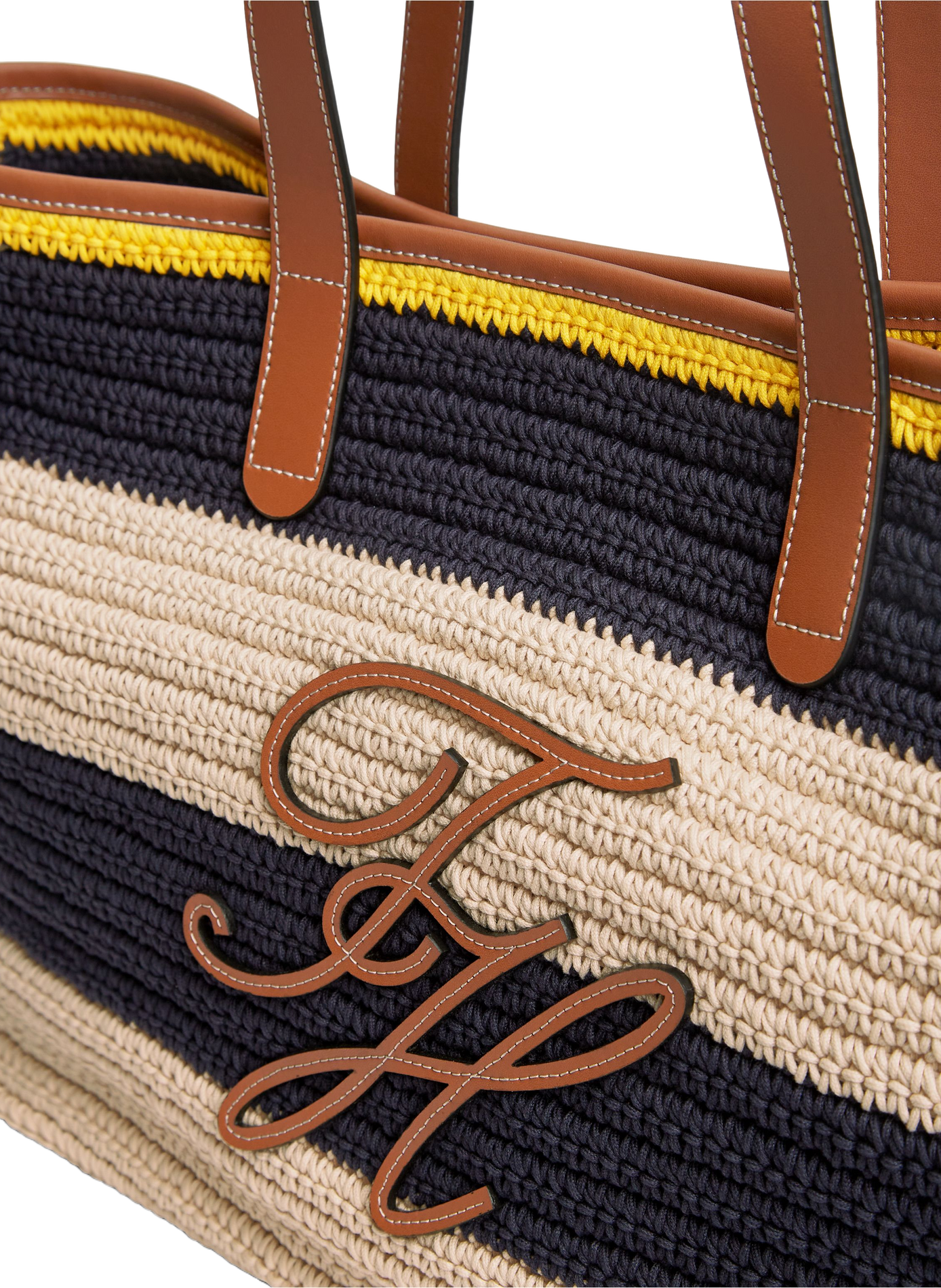 Striped tote bag with embroidered logo in cotton TOMMY HILFIGER Multicolour