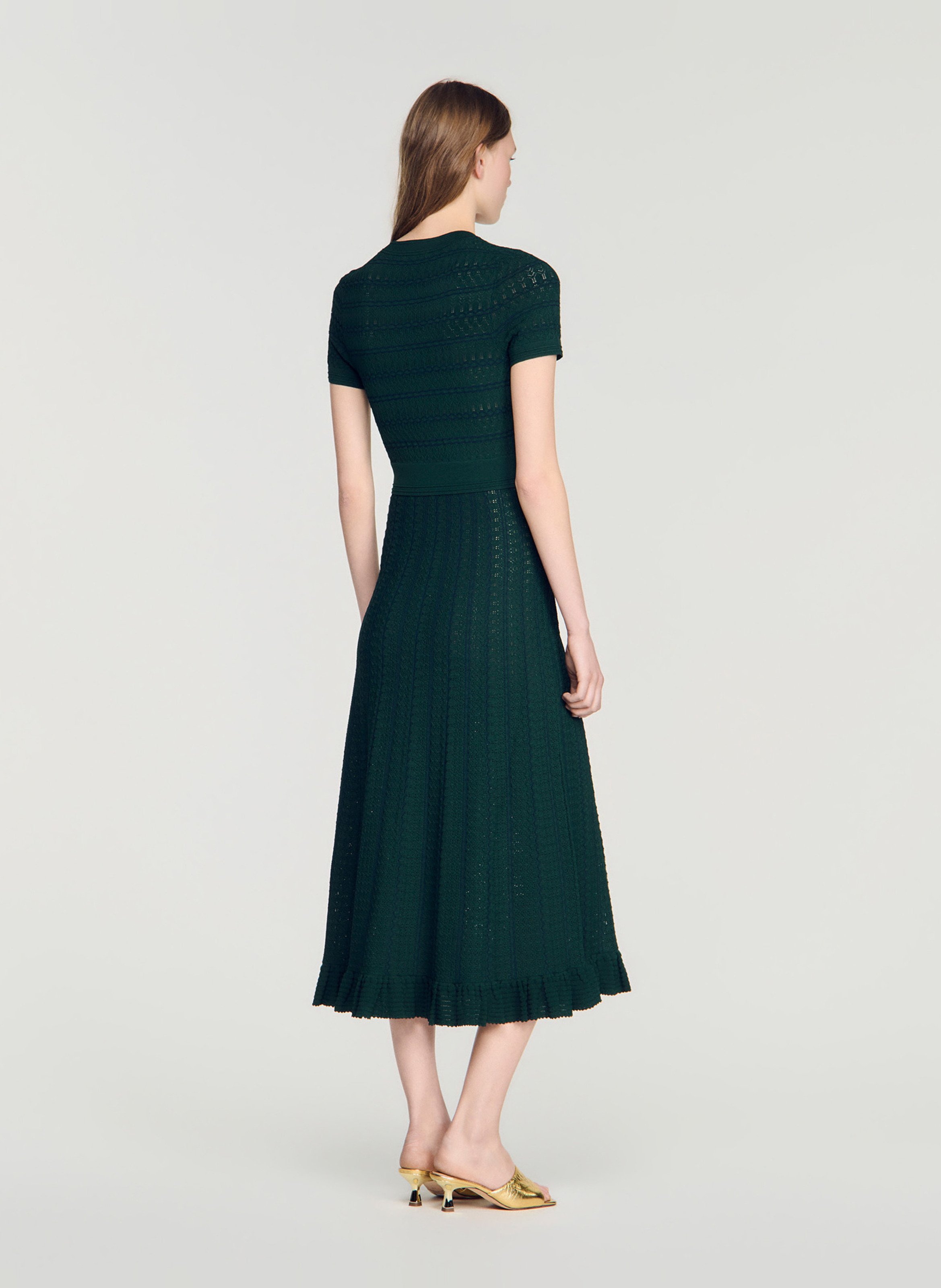 Robe longue en maille SANDRO Vert