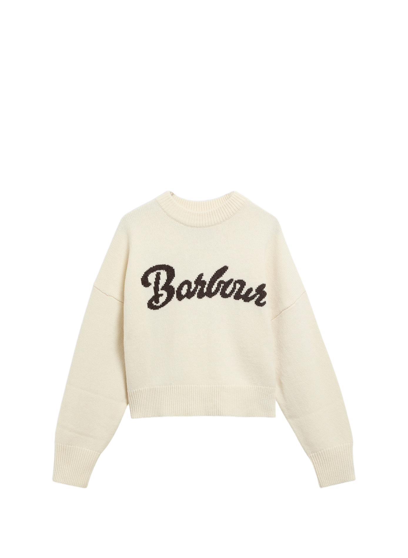 Pull col rond en laine BARBOUR Beige
