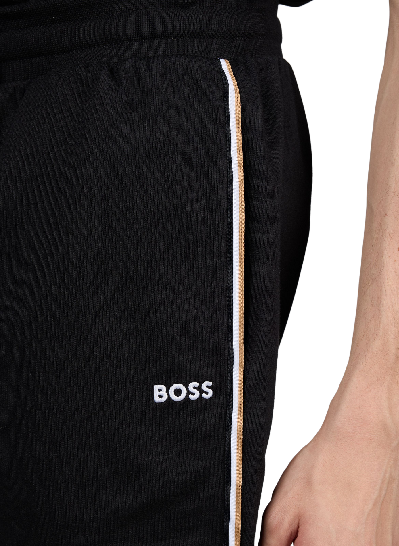 Gestreifte Baumwollshorts BOSS Schwarz