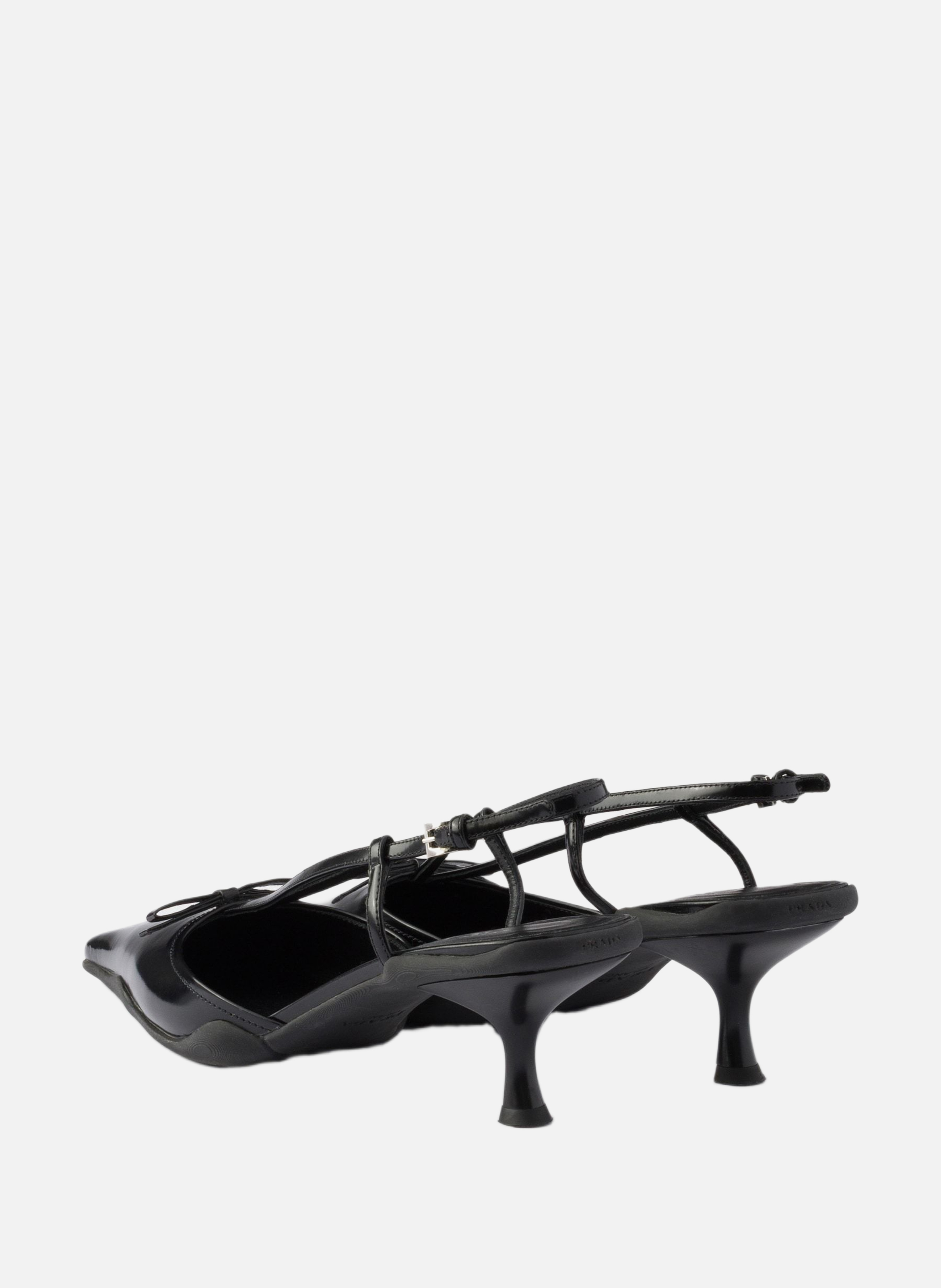 Escarpins à bride arrière en cuir brossé PRADA Noir