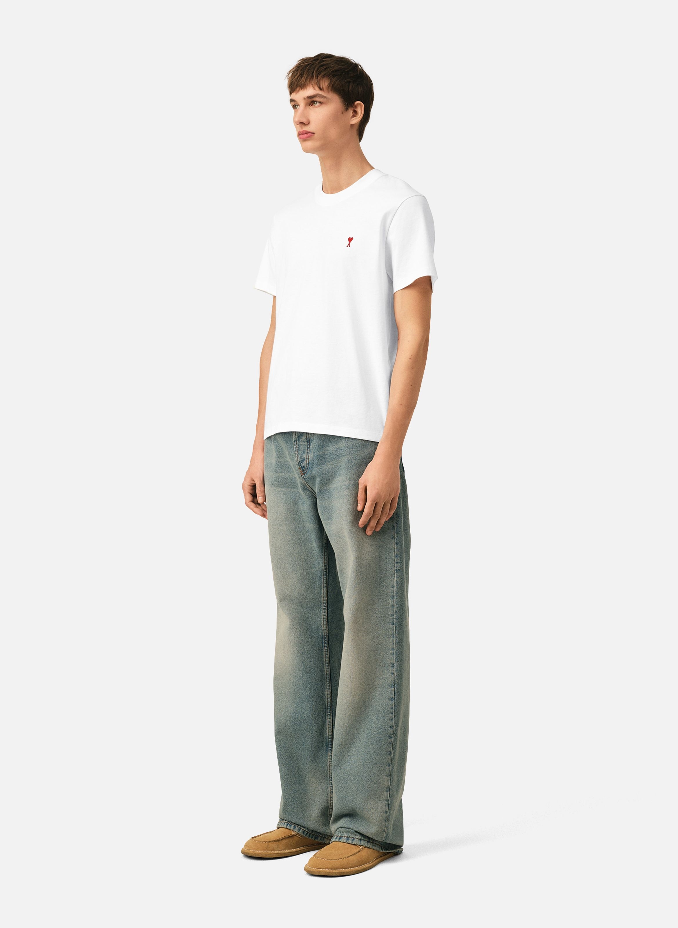 T-shirt ami de coeur rouge unisexe AMI PARIS Blanc