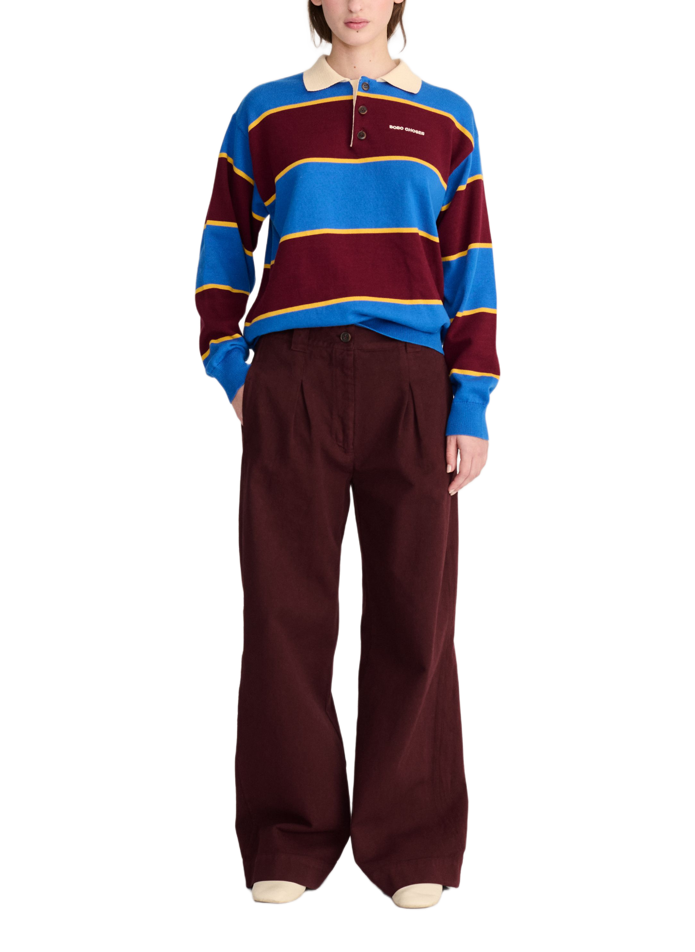 Striped cotton polo shirt BOBO CHOSES Blue