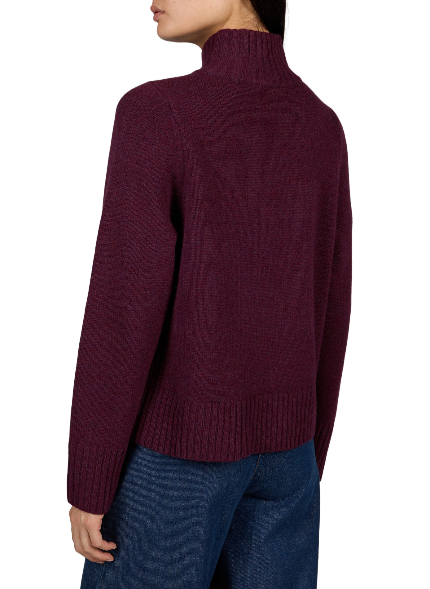 Megane straight high-neck merino wool sweater PETITE MENDIGOTE Purple
