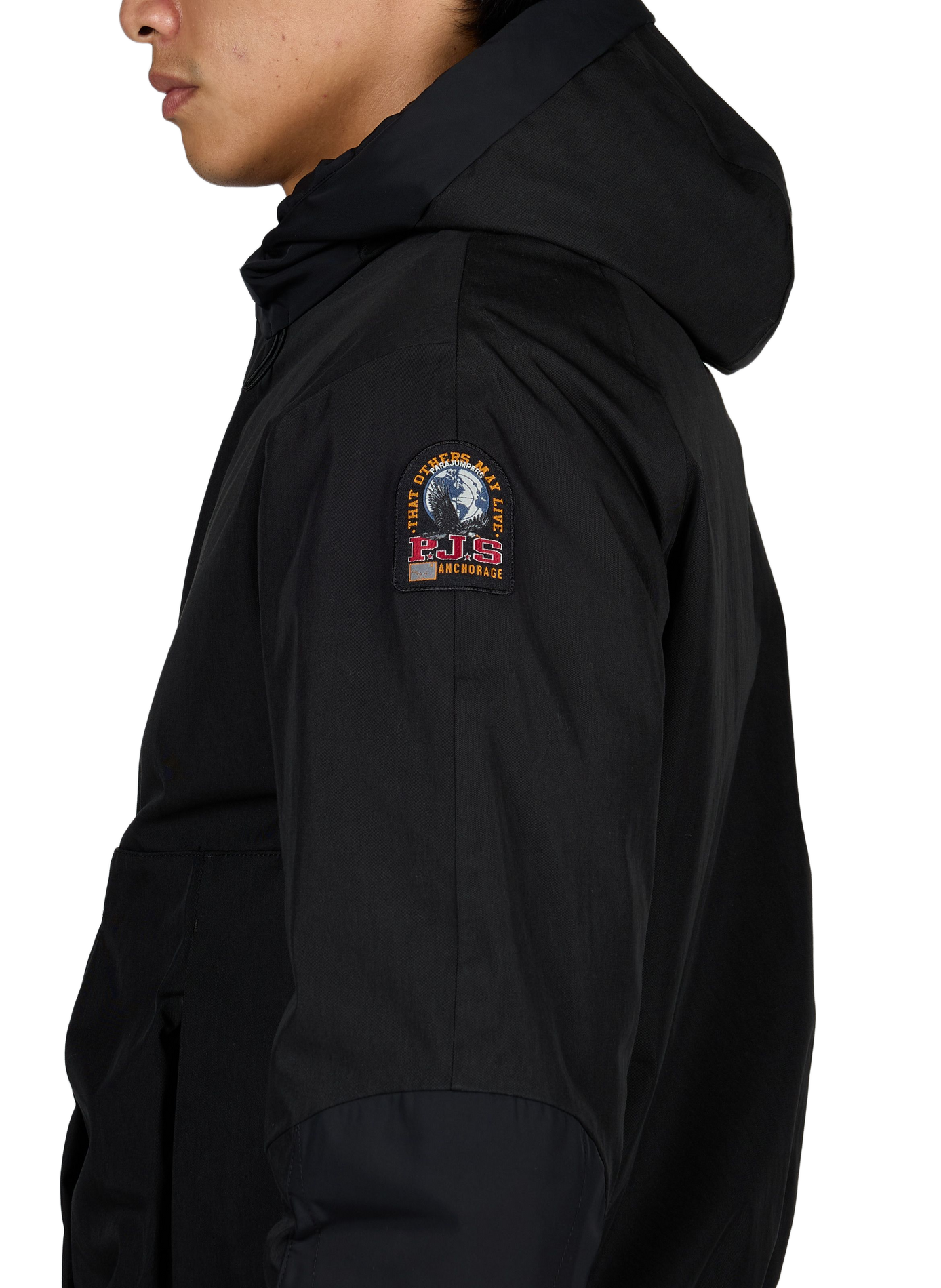 Blouson droit à capuche uni PARAJUMPERS Noir