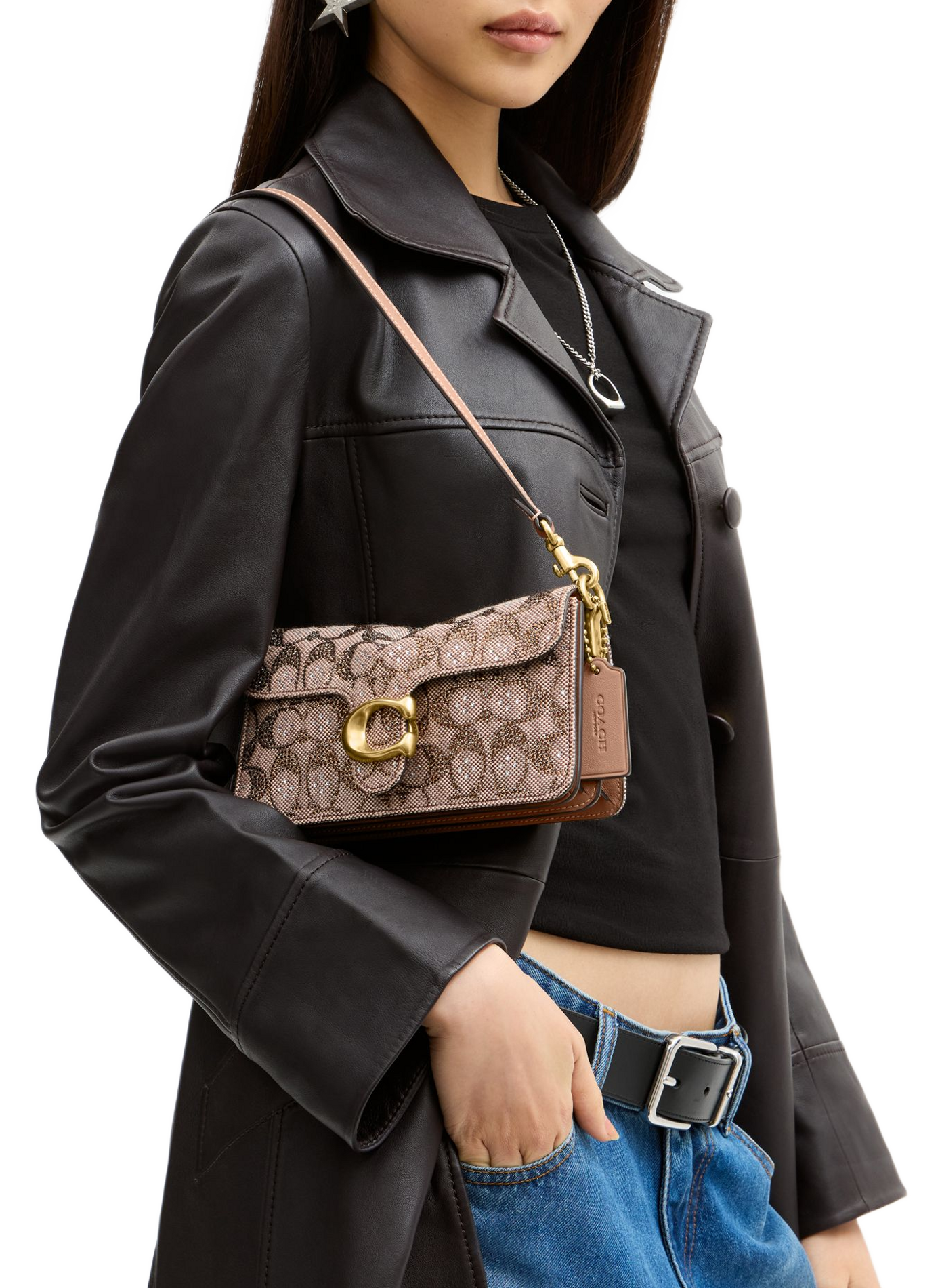 TABBY 20 handbag in cotton-blend Signature jacquard COACH Beige