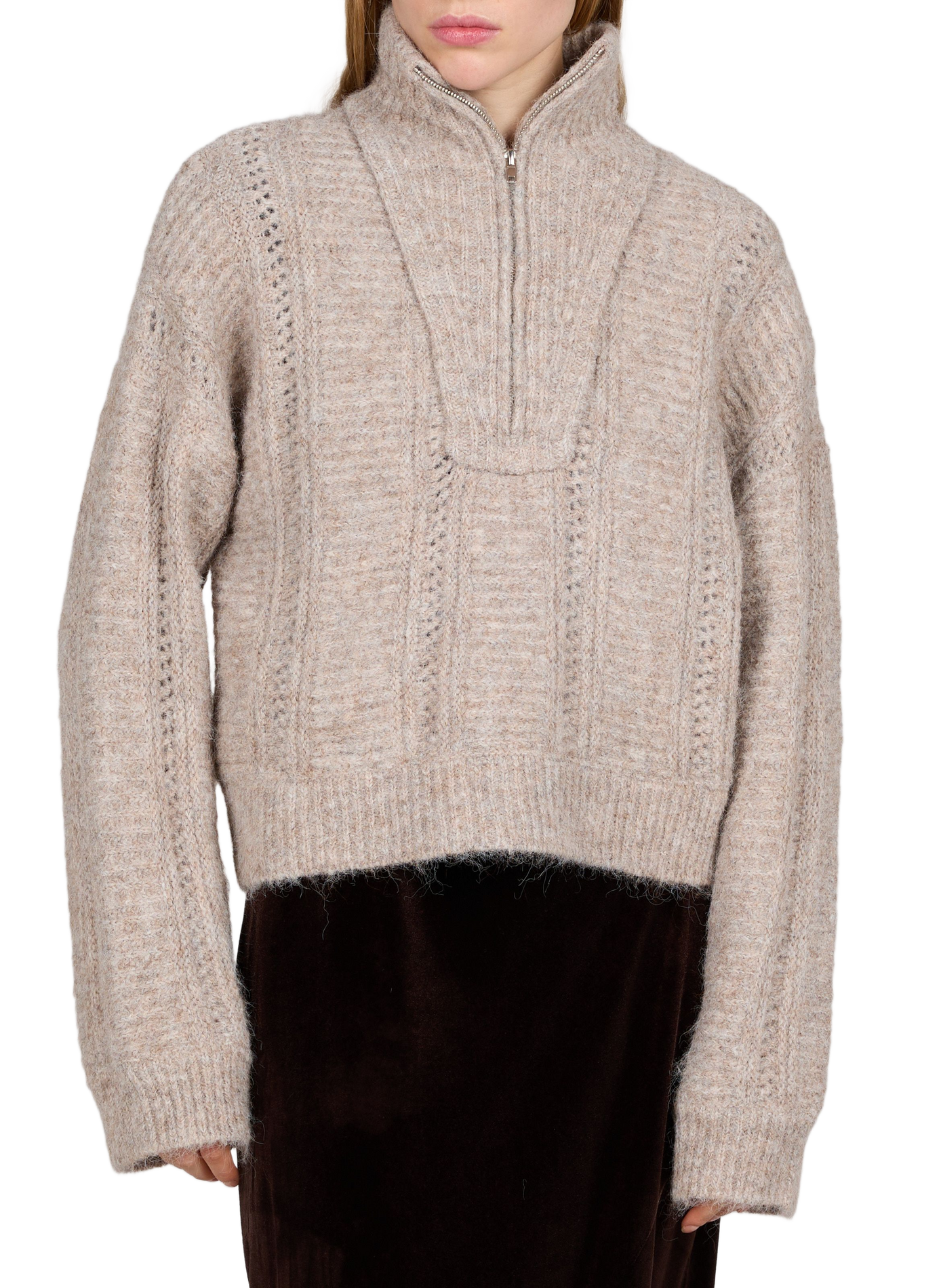 Oversized trucker-collar sweater VILA Beige