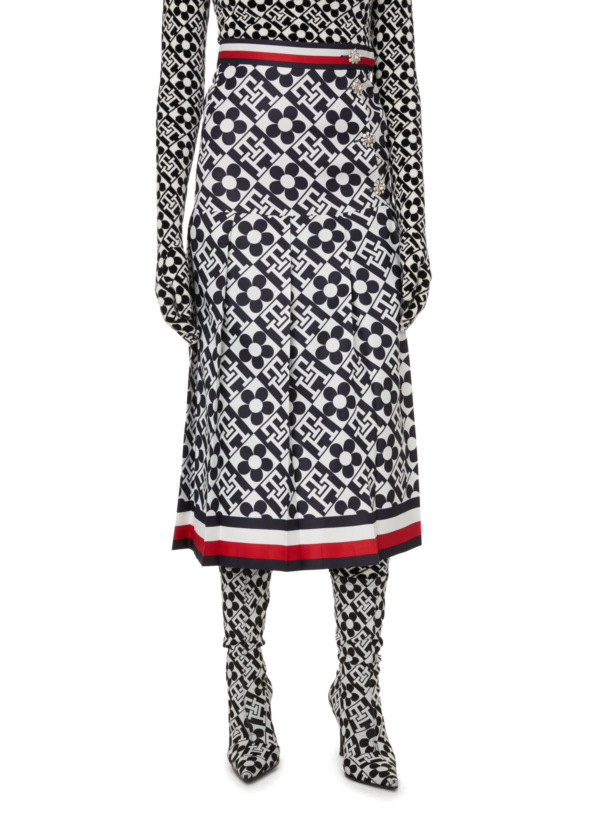 TOMMY HILFIGER Jupe plissée à imprimé logo x Richard Quinn Bleu