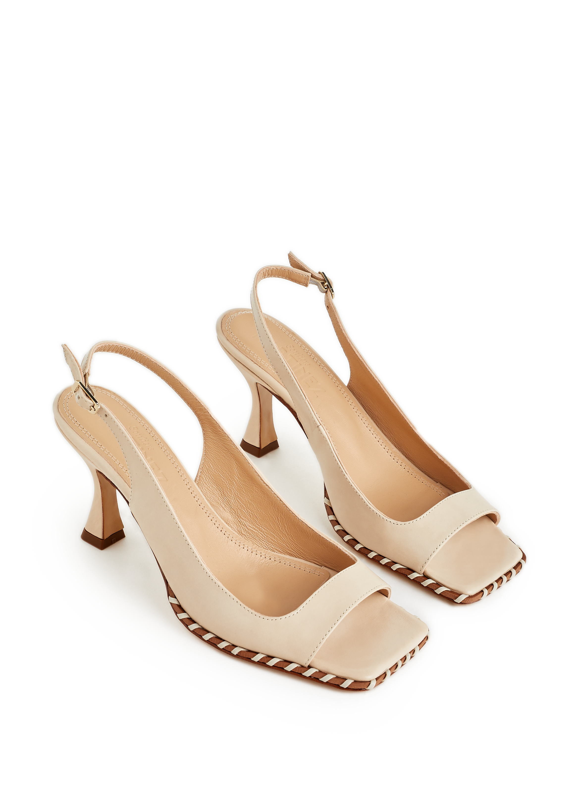 Sandales à talon Sarria en cuir SOULIERS MARTINEZ Beige
