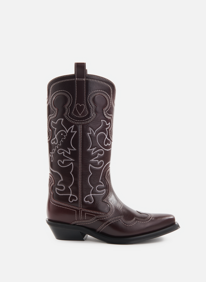 GANNI leather cowboy boots