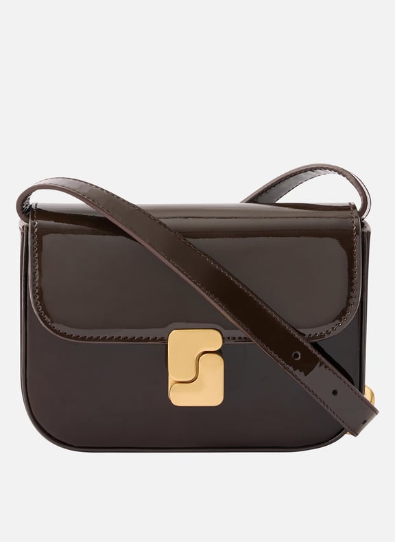 Sac bandoulièreen cuir vernis bell Marron by SOEUR SOEUR Sac bandoulièreen cuir vernis bell Marron