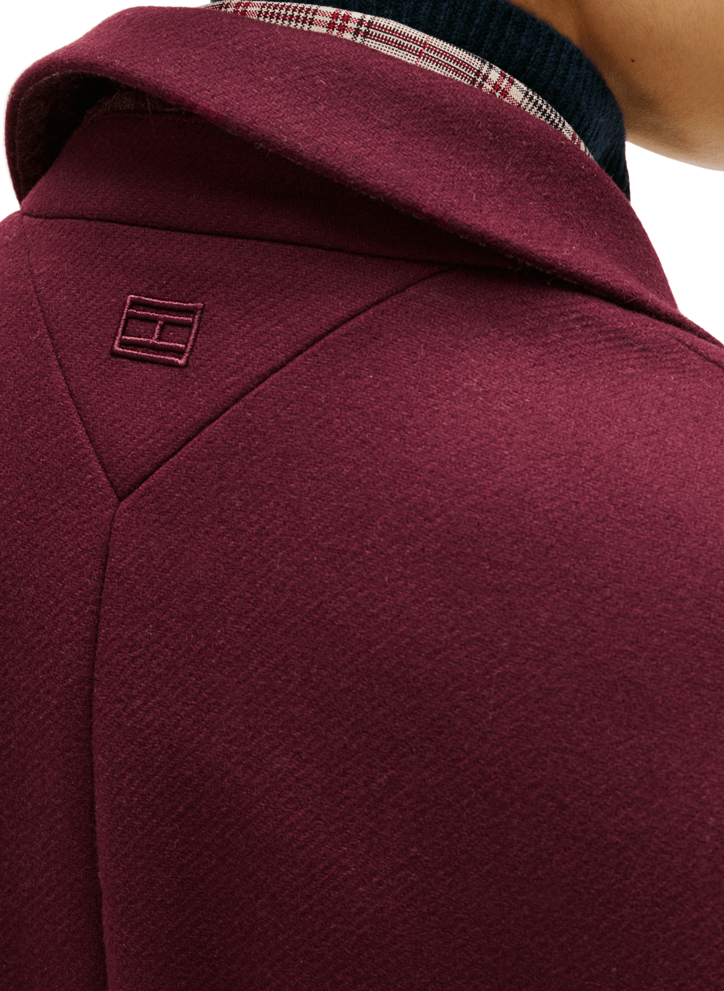 Manteau droit avec cachemire TOMMY HILFIGER Rouge