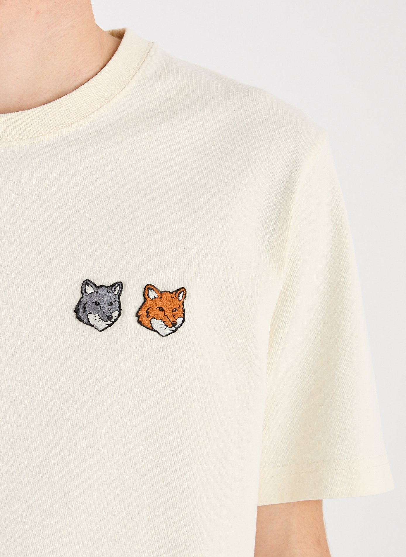 Cotton T-shirt with Double Fox Head MAISON KITSUNÉ Beige