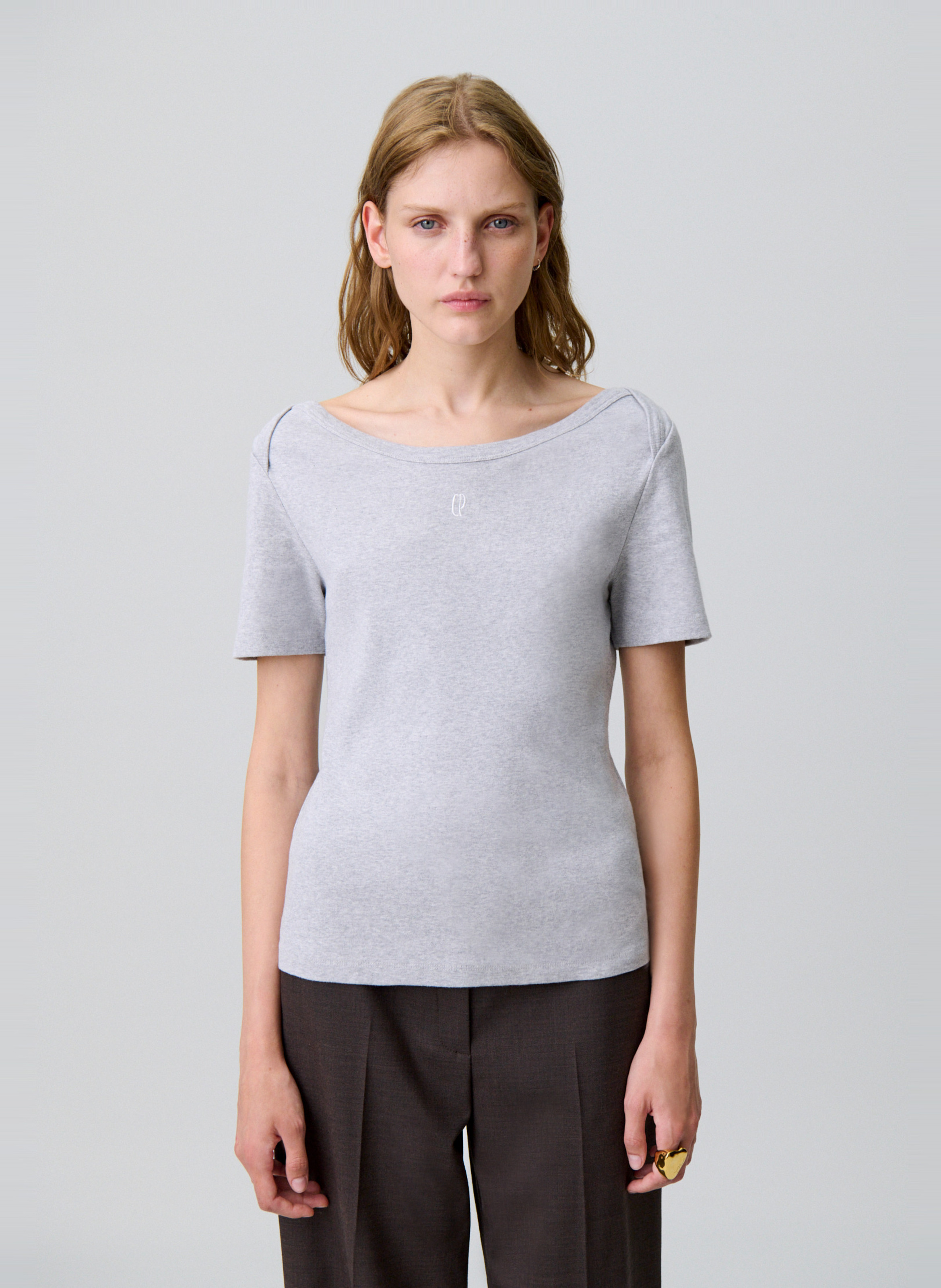 Tee-shirt moulant col bateau tamea CLAUDIE PIERLOT Gris