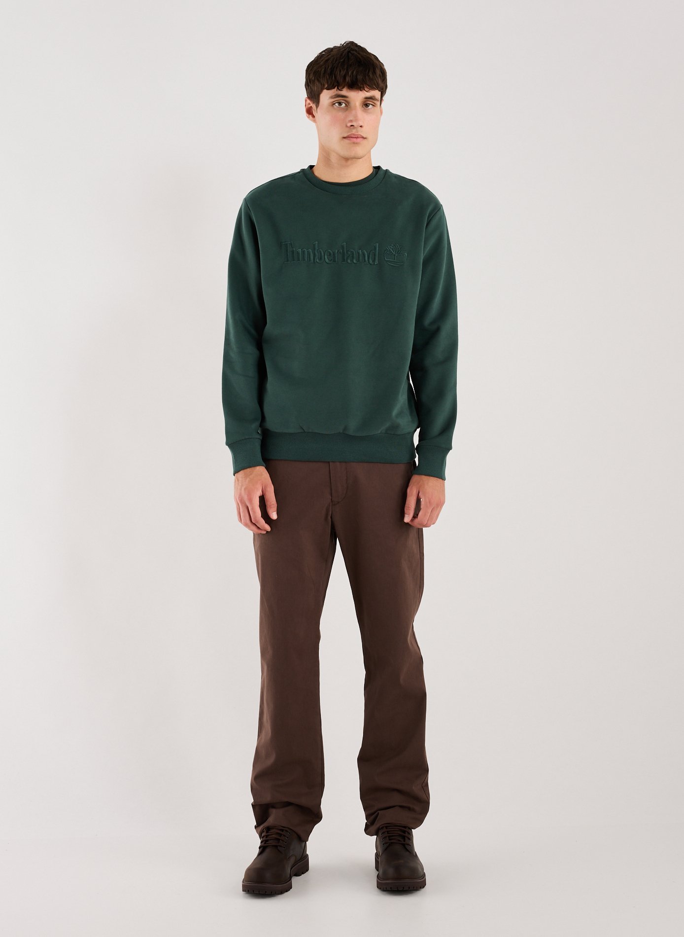 Straight embroidered cotton sweatshirt TIMBERLAND Green