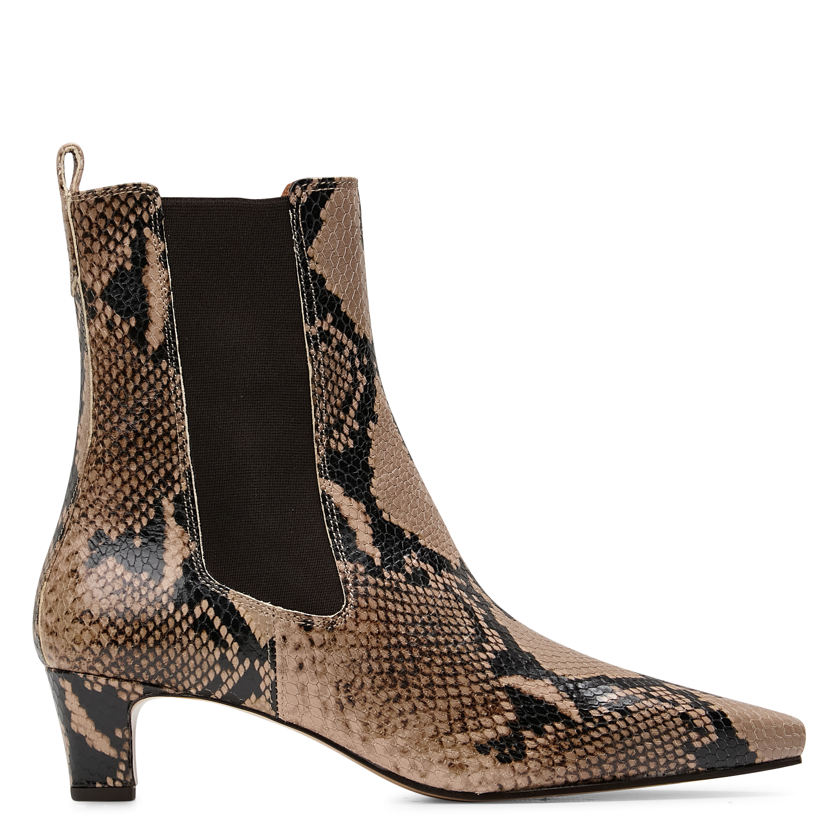 RIVECOUR Bottines à talons en cuir aspect python n°525 Marron