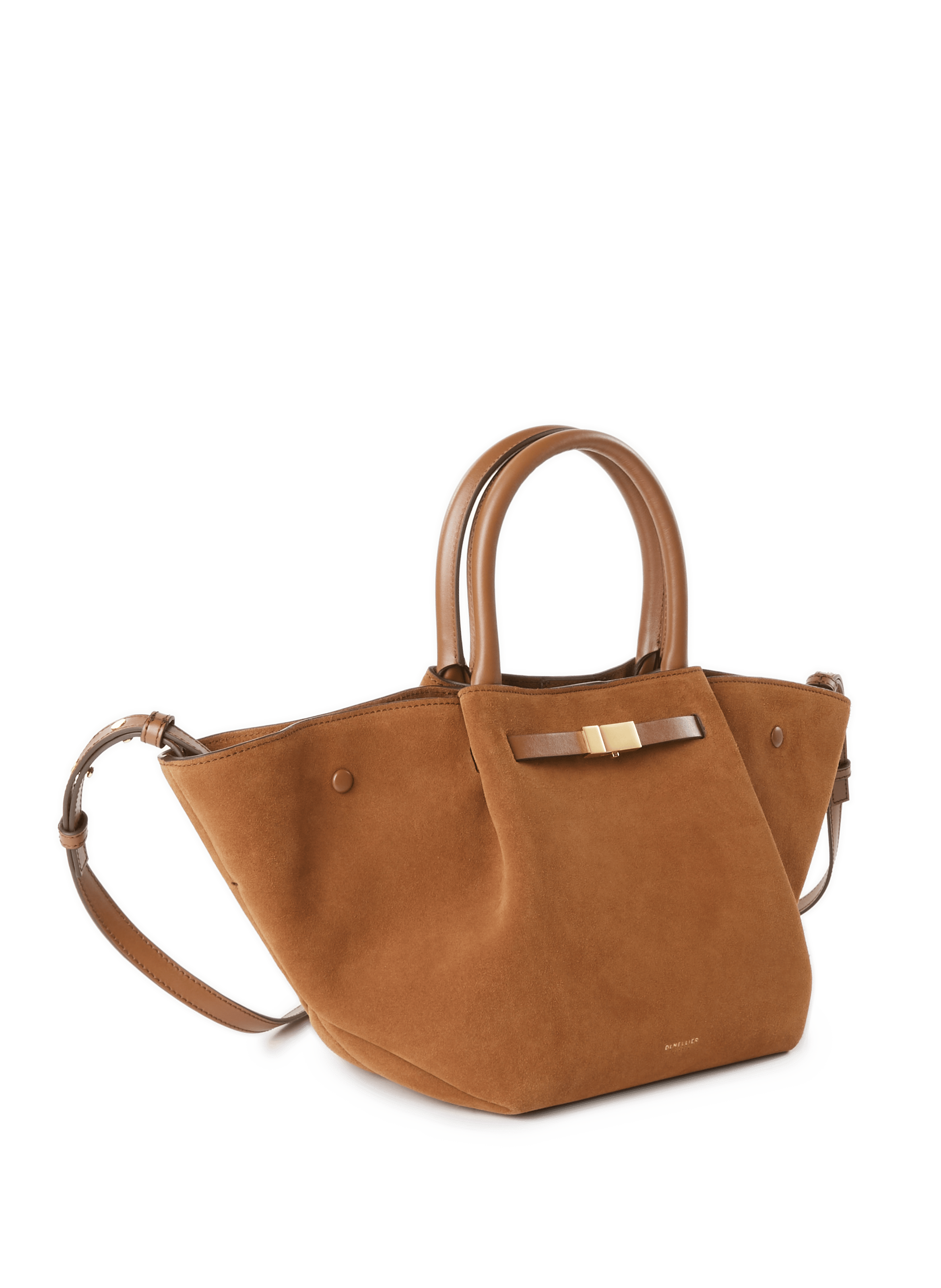 Sac à main Midi New York en cuir et coton DEMELLIER LONDON Marron