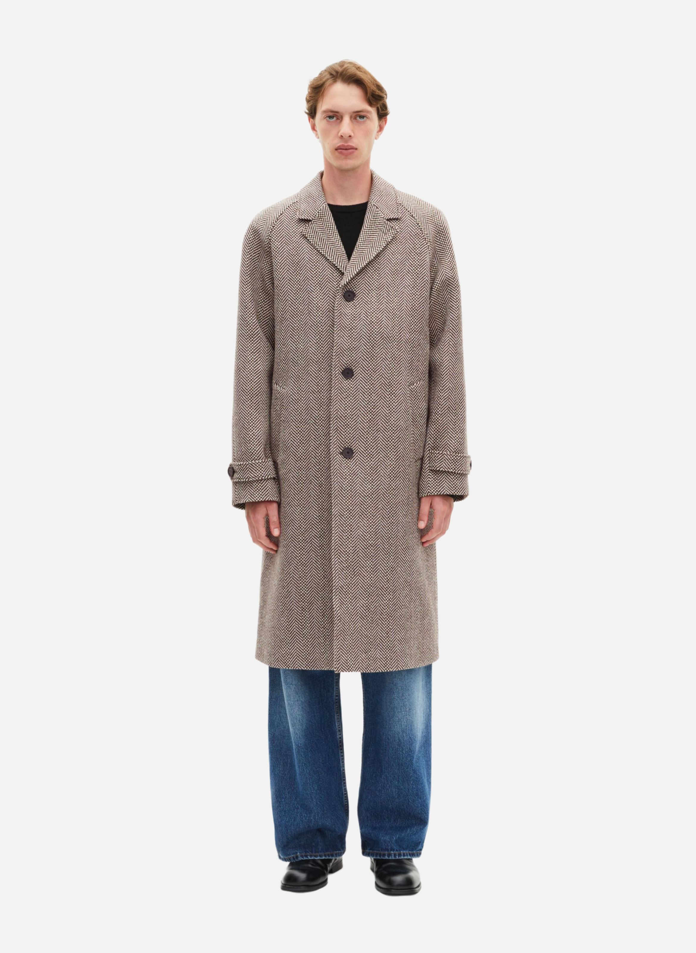 Manteau long à chevrons THE KOOPLES Marron