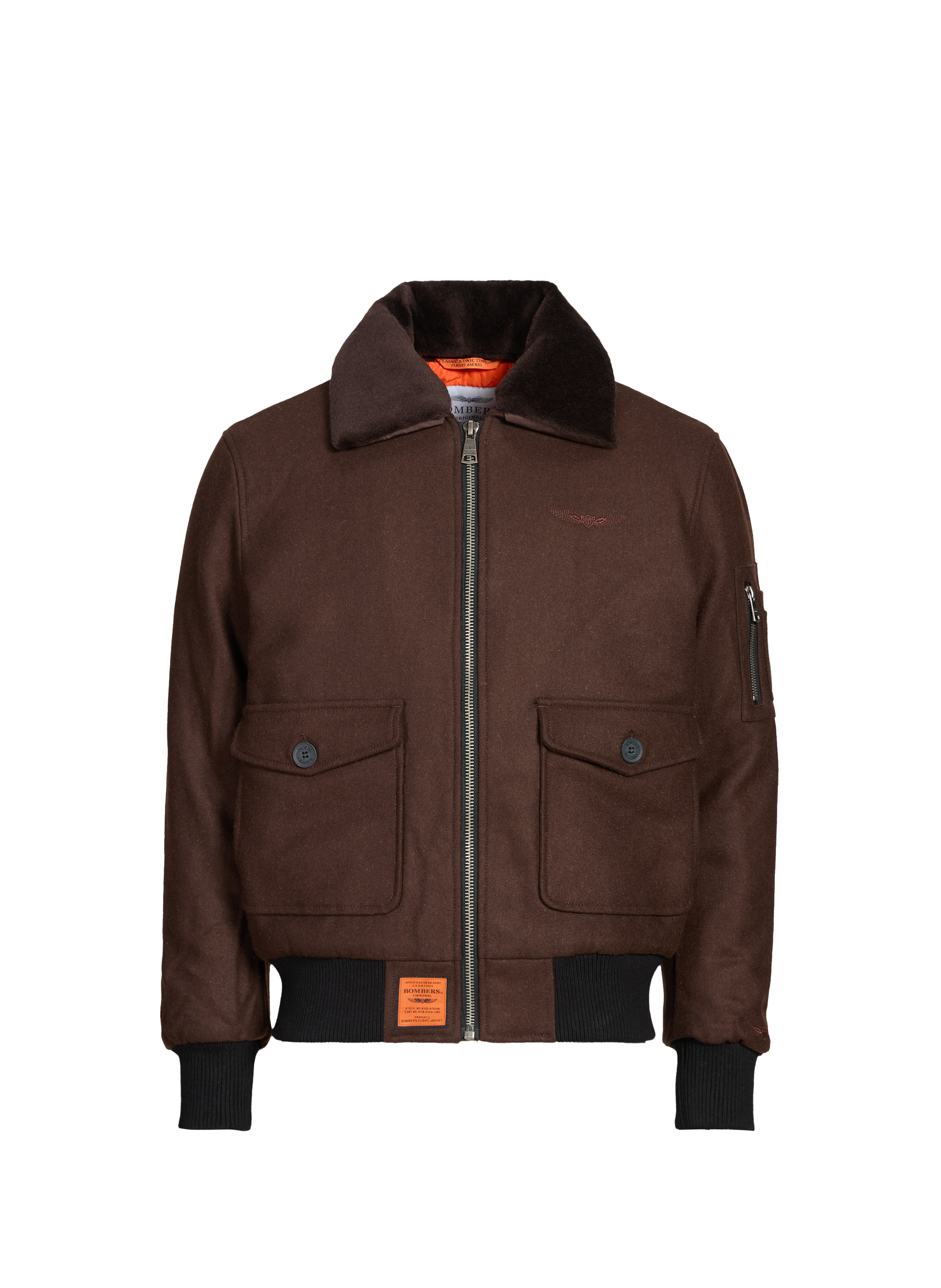 Oversized coat with contrast collar in blended wool BOMBERS ORIGINAL Brown