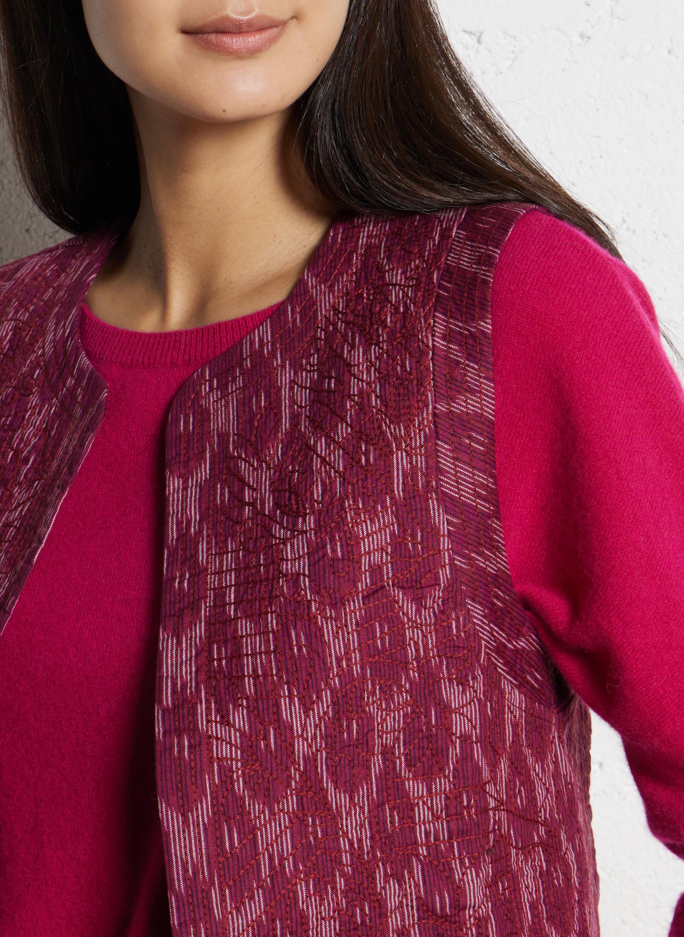 Veste col rond en coton prune MAISON 123 Violet