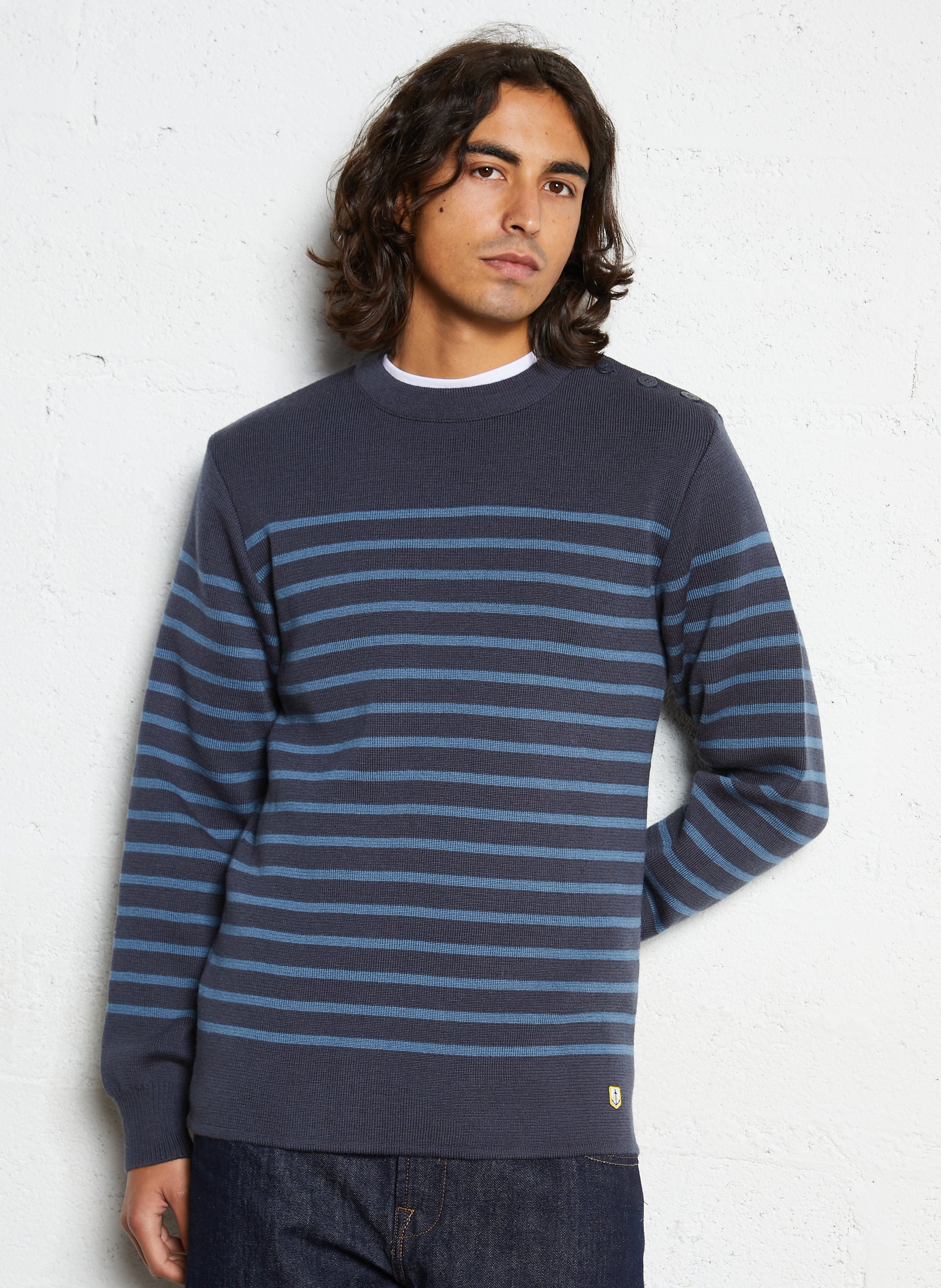 Pull col rond regular-fit en laine ARMOR-LUX Bleu