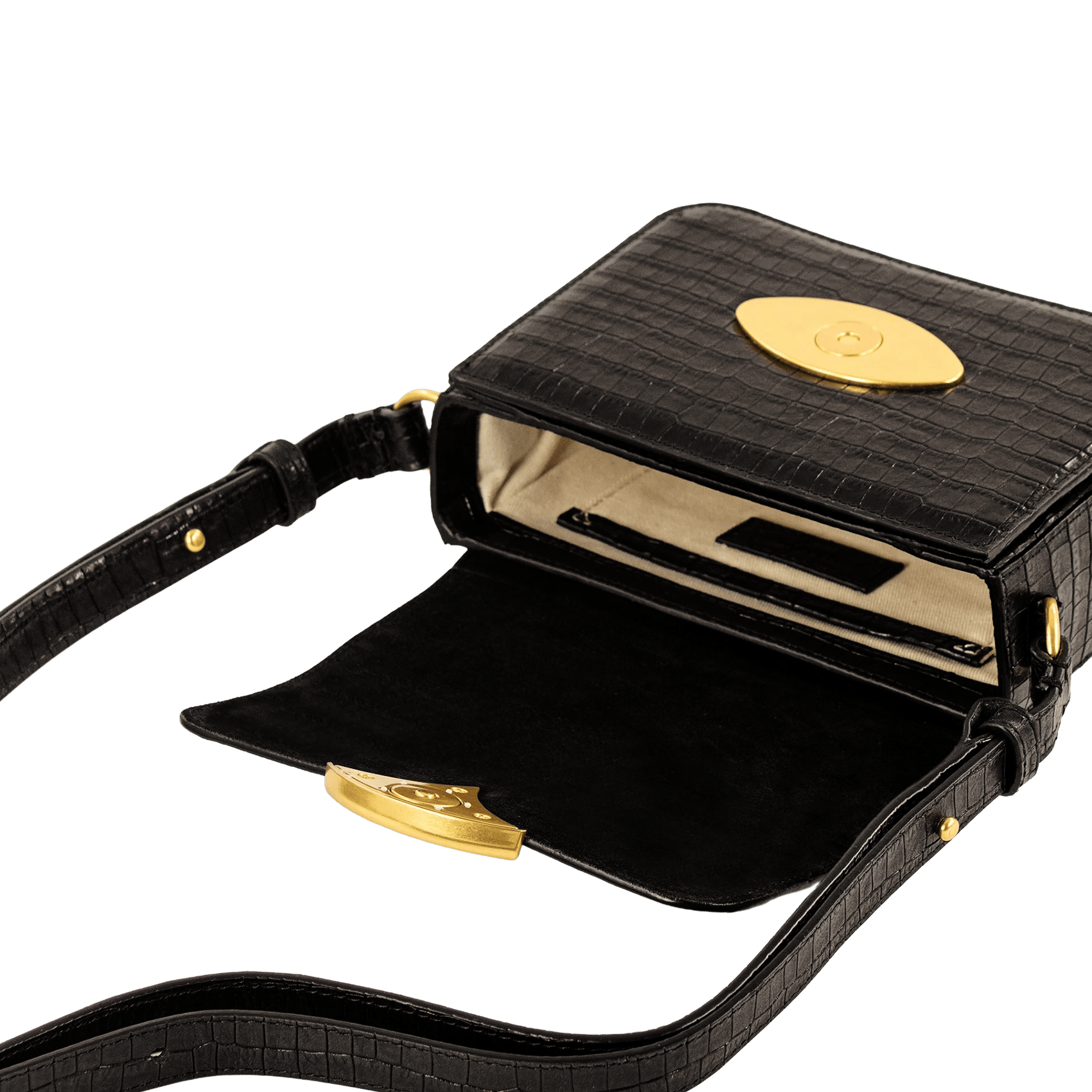 Sac bandoulière en cuir effet crocodile diviluz mimo e SESSUN Noir