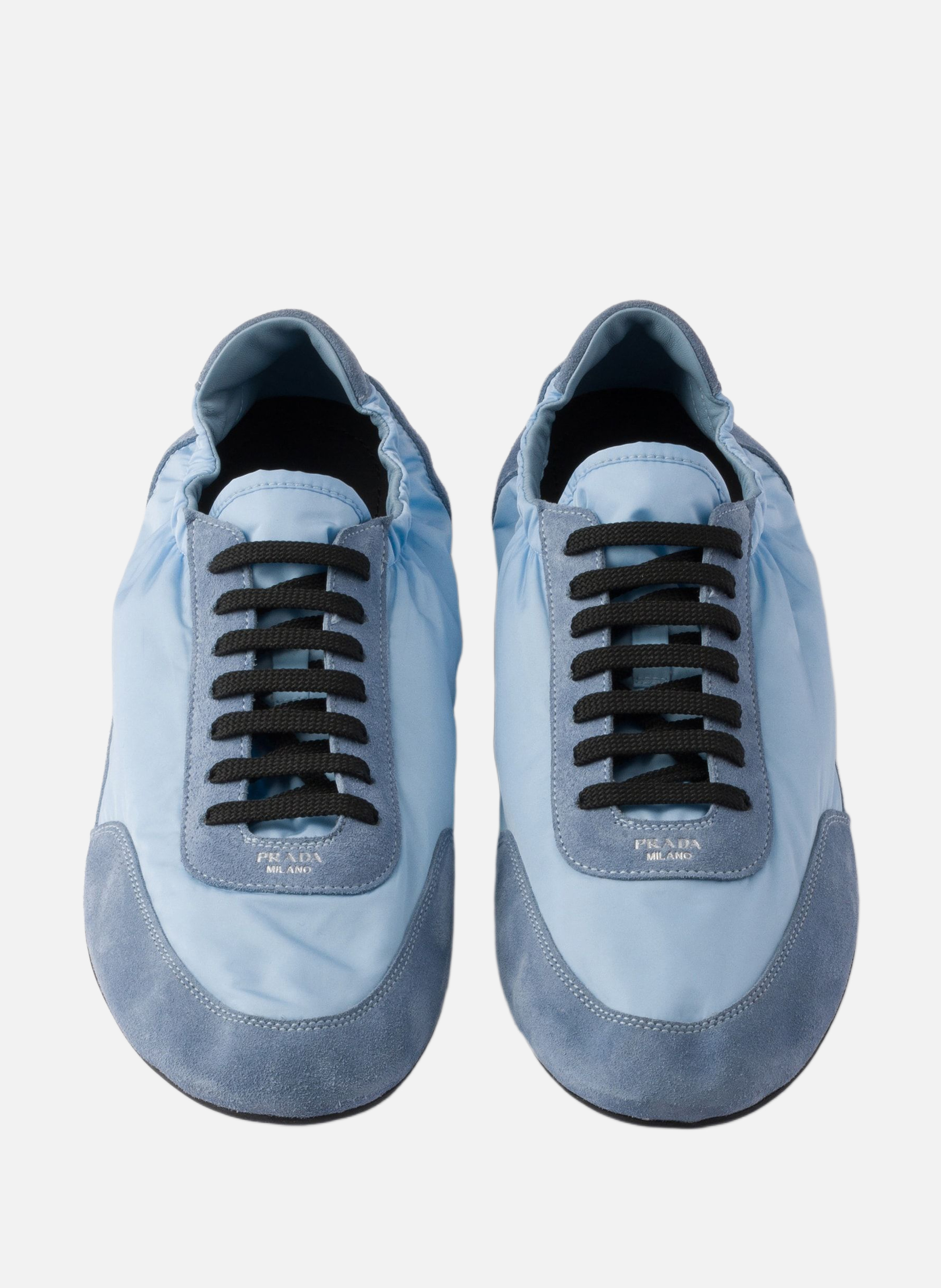 Sneakers élastiques collapse en re-nylon et veau v PRADA Bleu