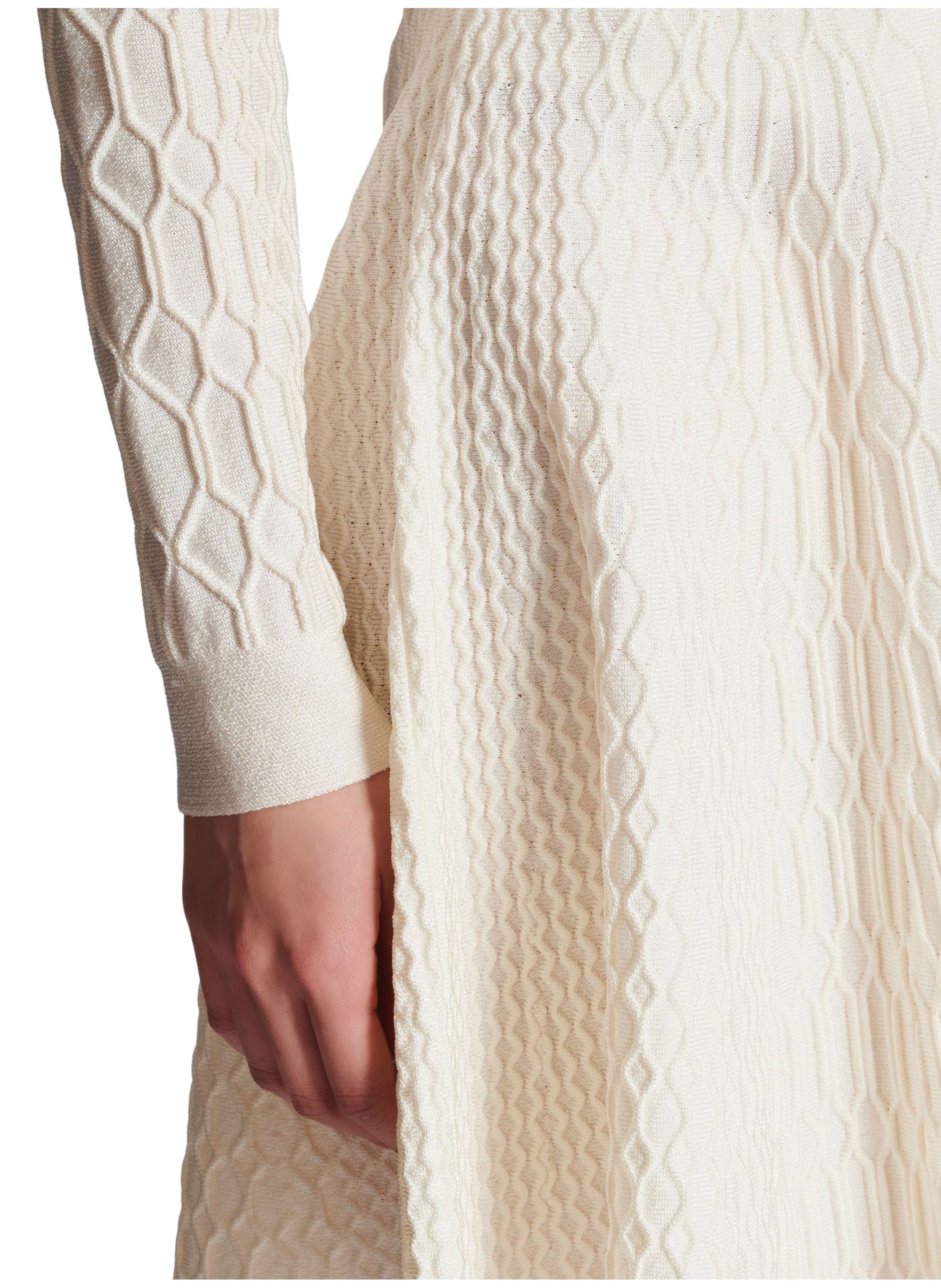 Jupe patineuse en maille croco BALMAIN Blanc