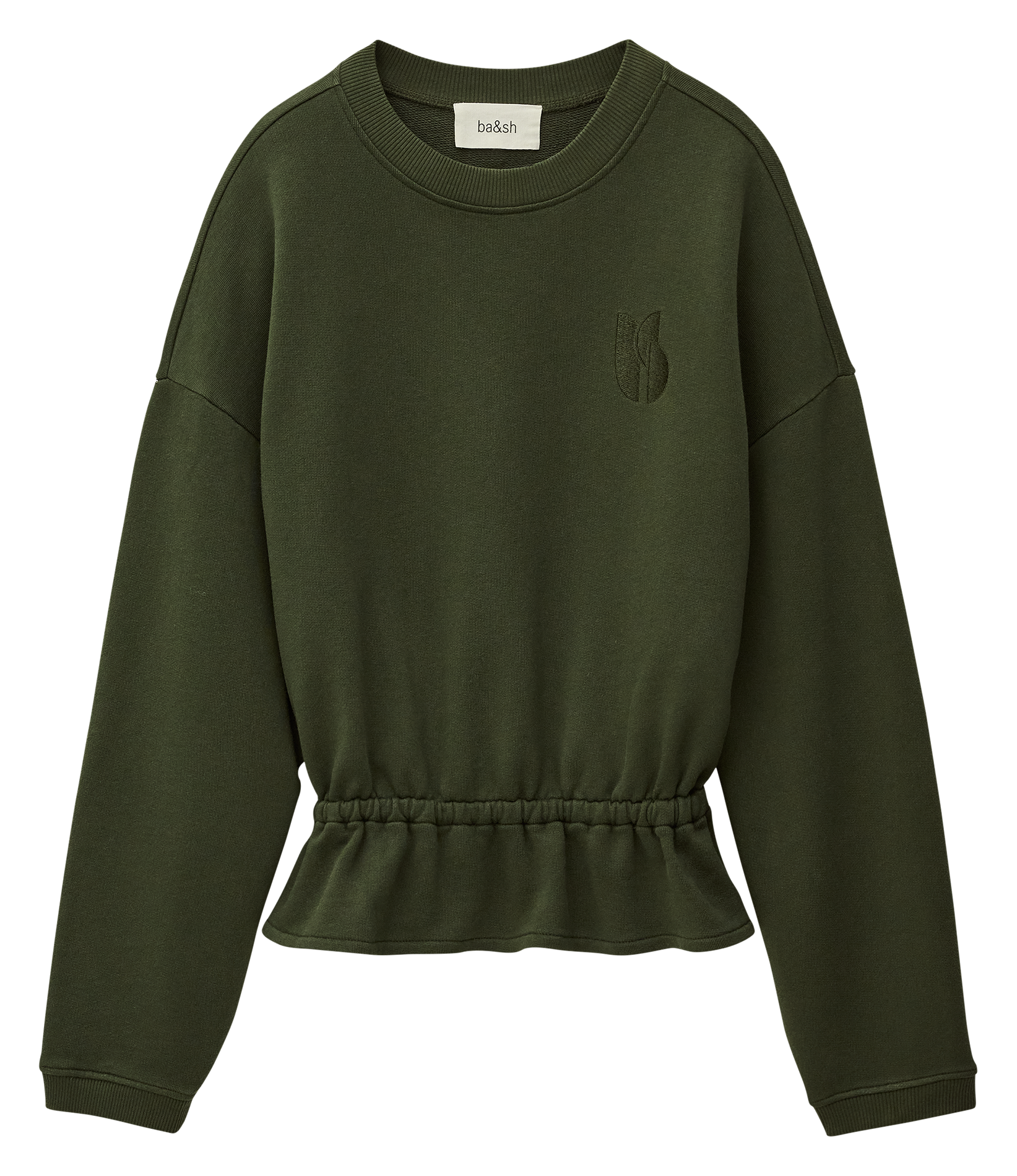 Sweat col rond en coton mélangé gretta BA&SH Kaki