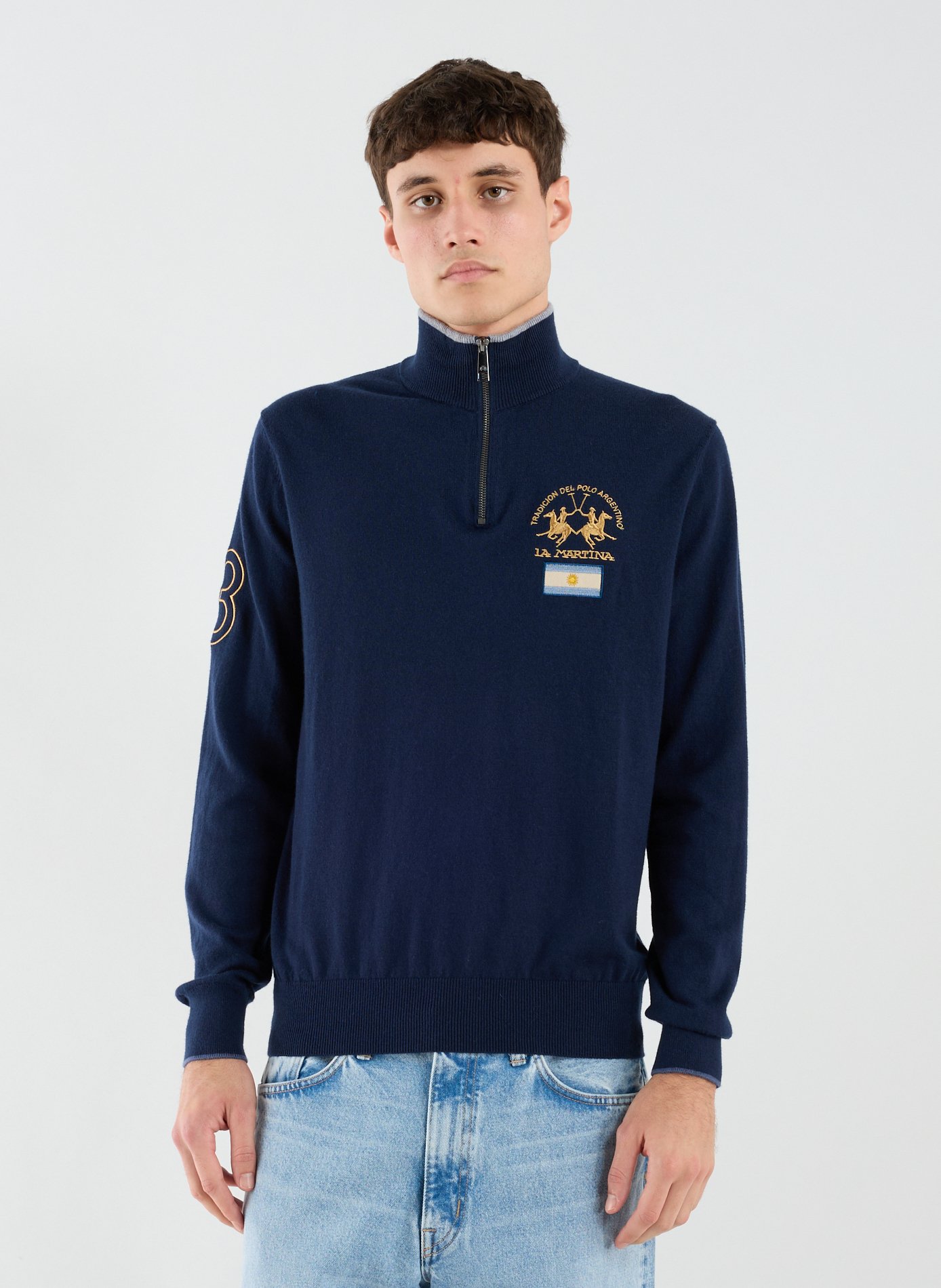 LA MARTINA Cotton-blend jumper Blue