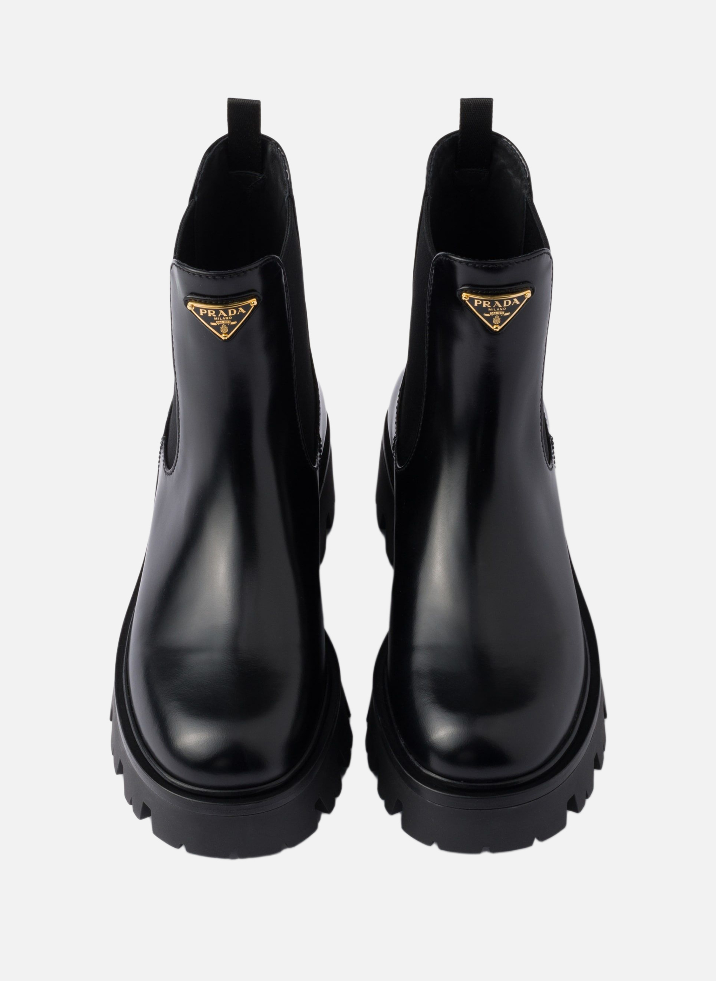 Bottines en cuir brossé PRADA Noir