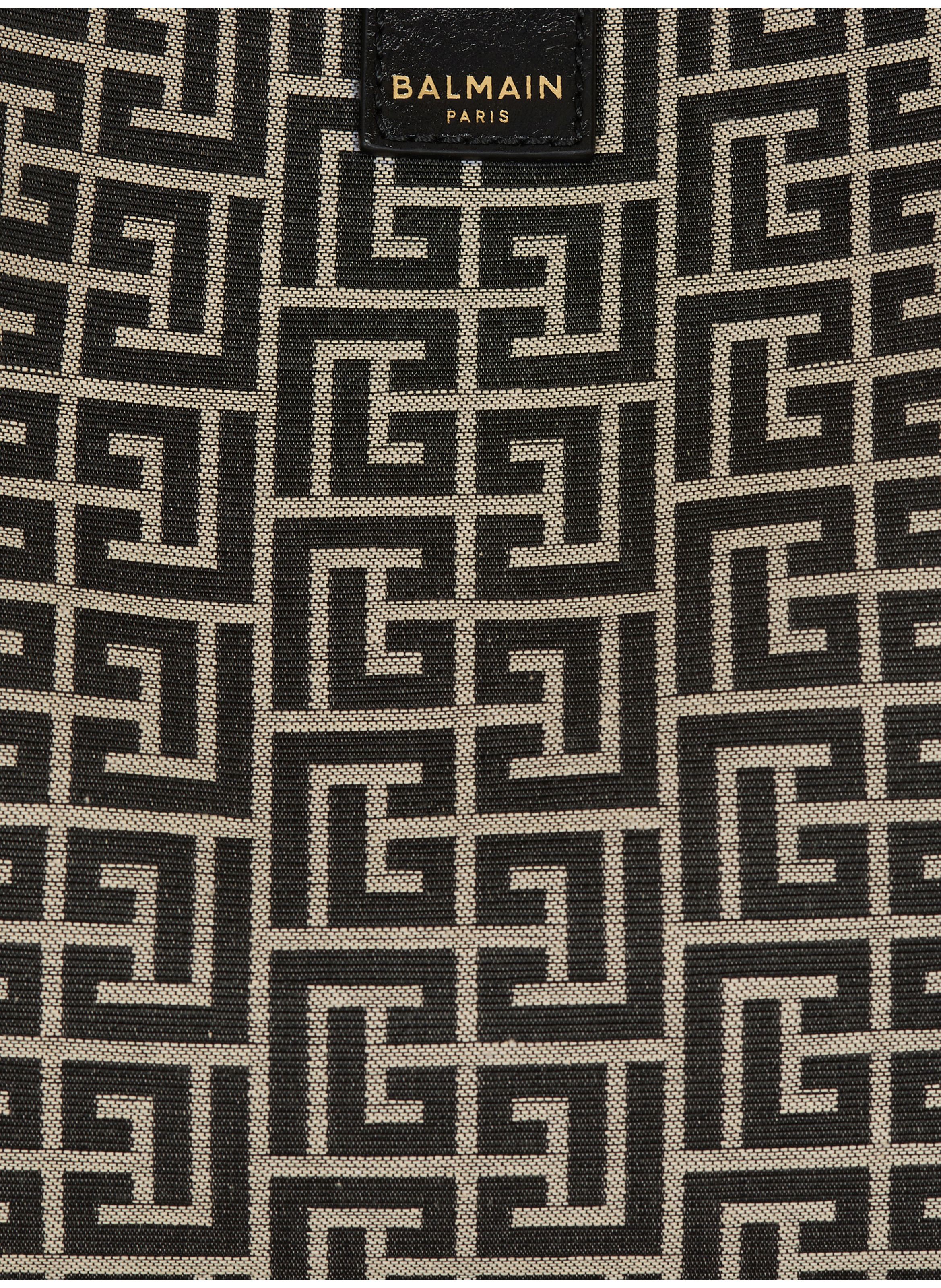 Sac release bucket en jacquard et cuir de veau BALMAIN Noir