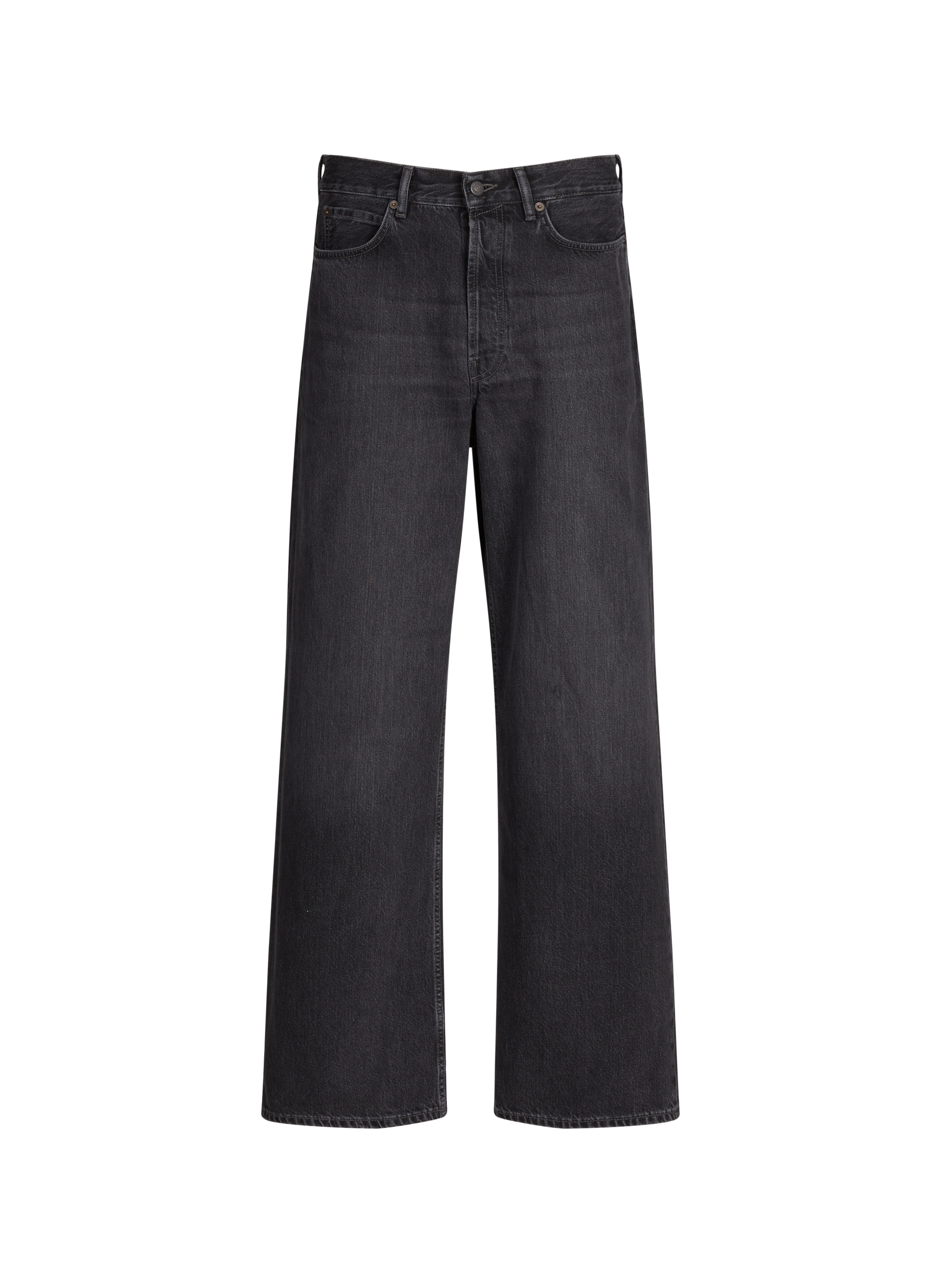 Jean droit et large en coton et cuir ACNE STUDIOS Noir