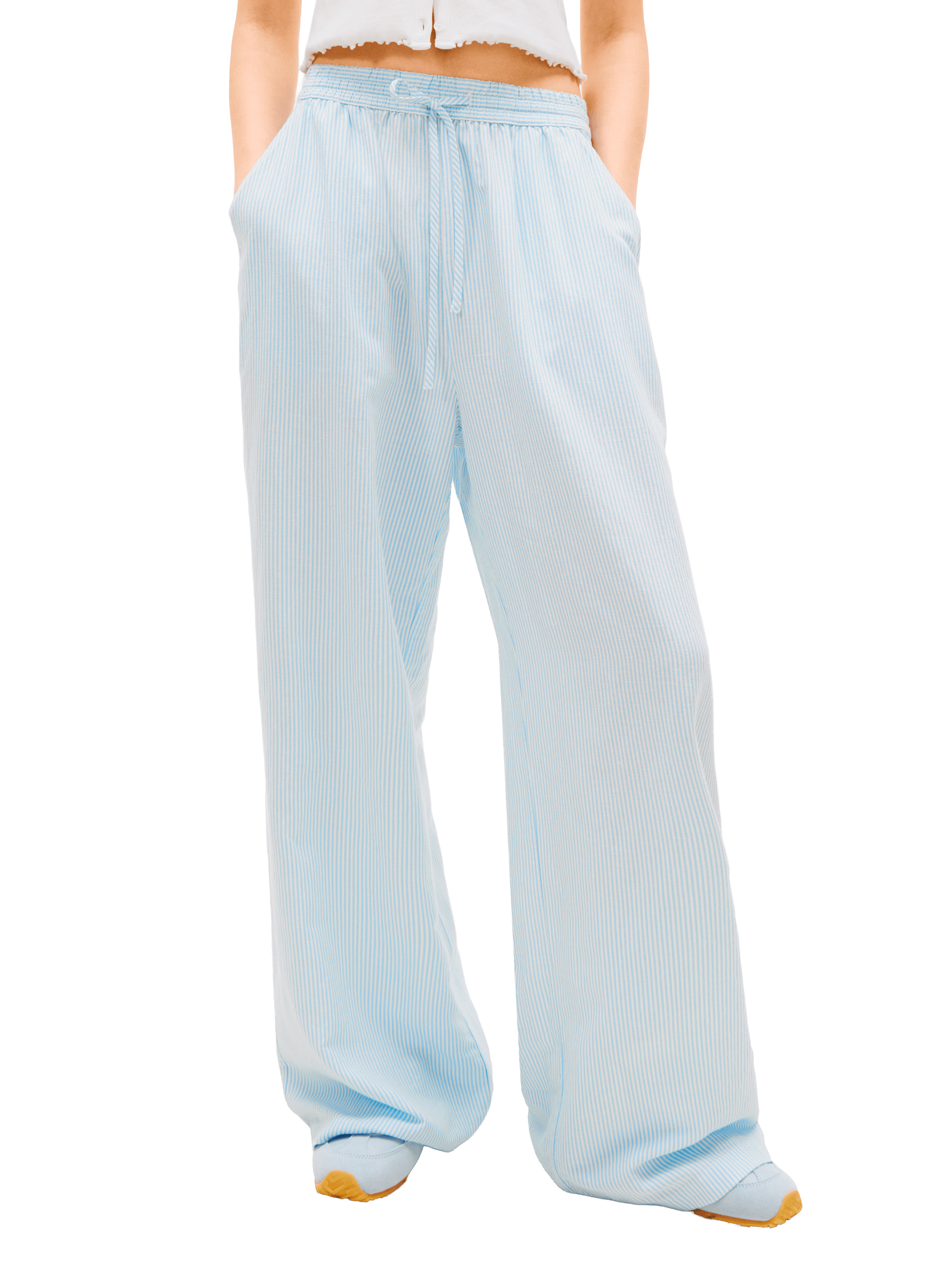 Linen and cotton blend pajama pants TOMMY HILFIGER Blue