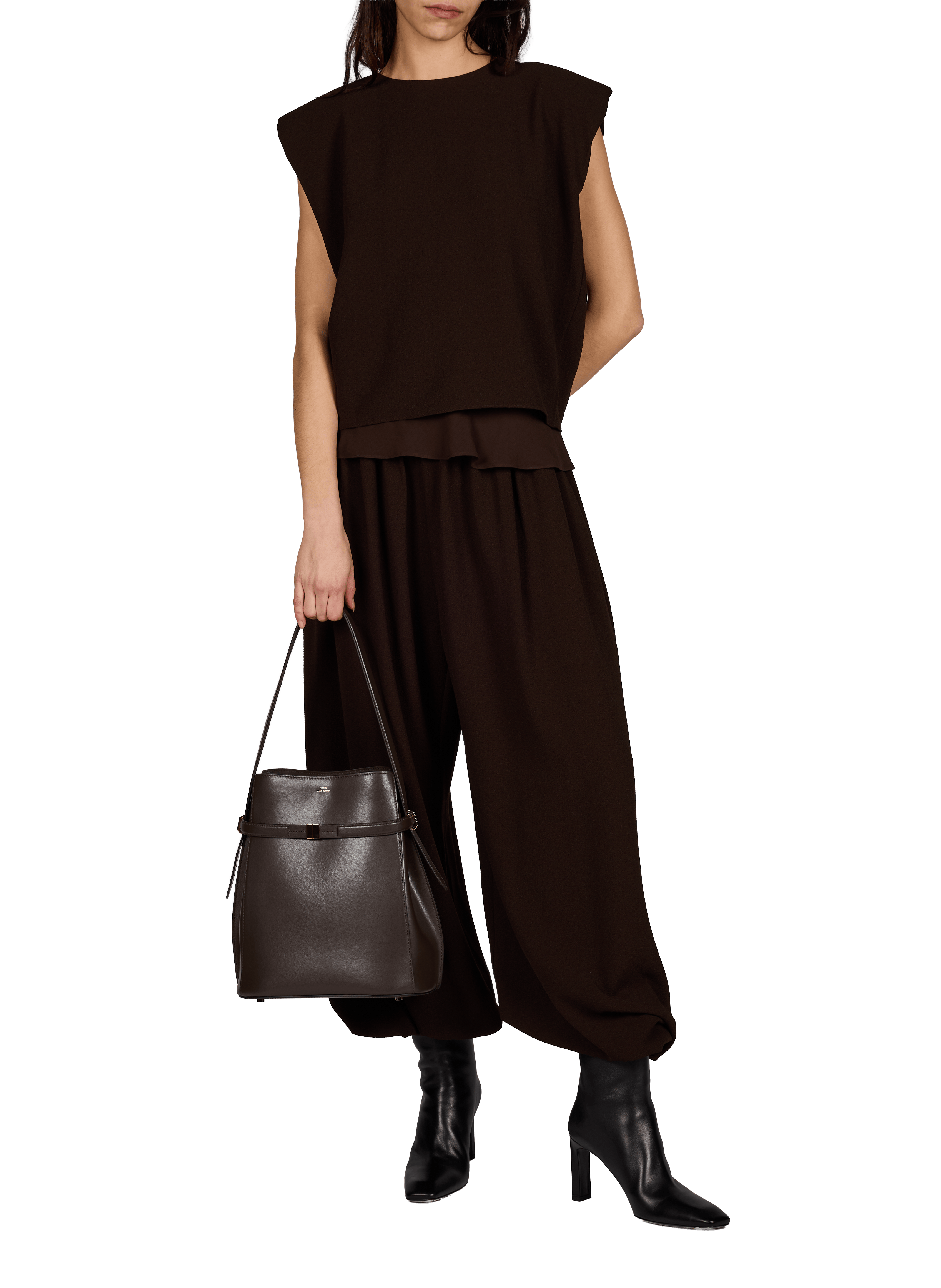 Cow leather handbag TOTEME Brown