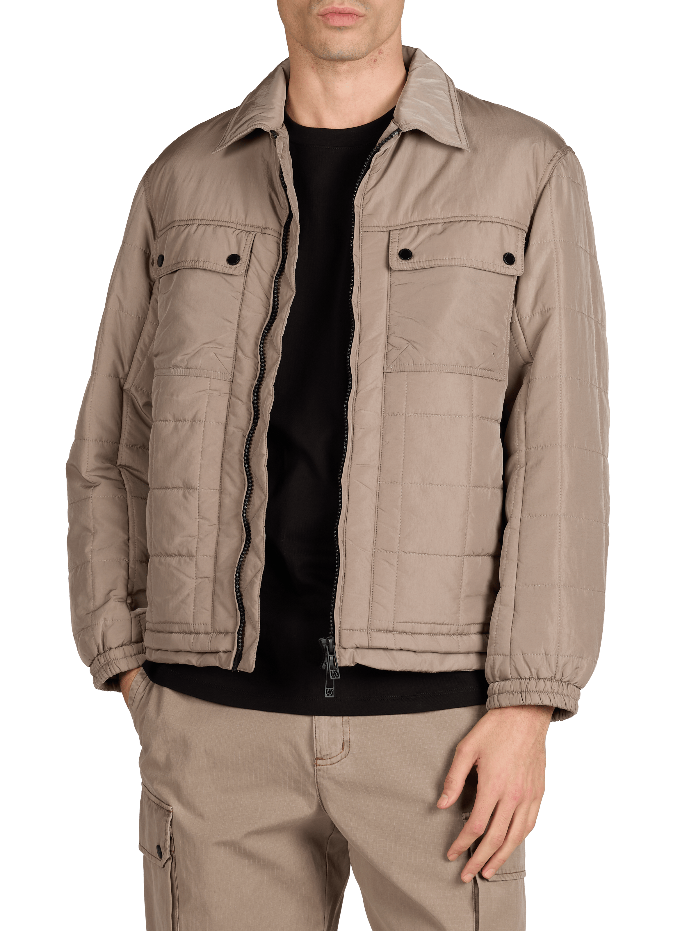 Blouson droit matelassé à col classique ARMANI EXCHANGE Beige
