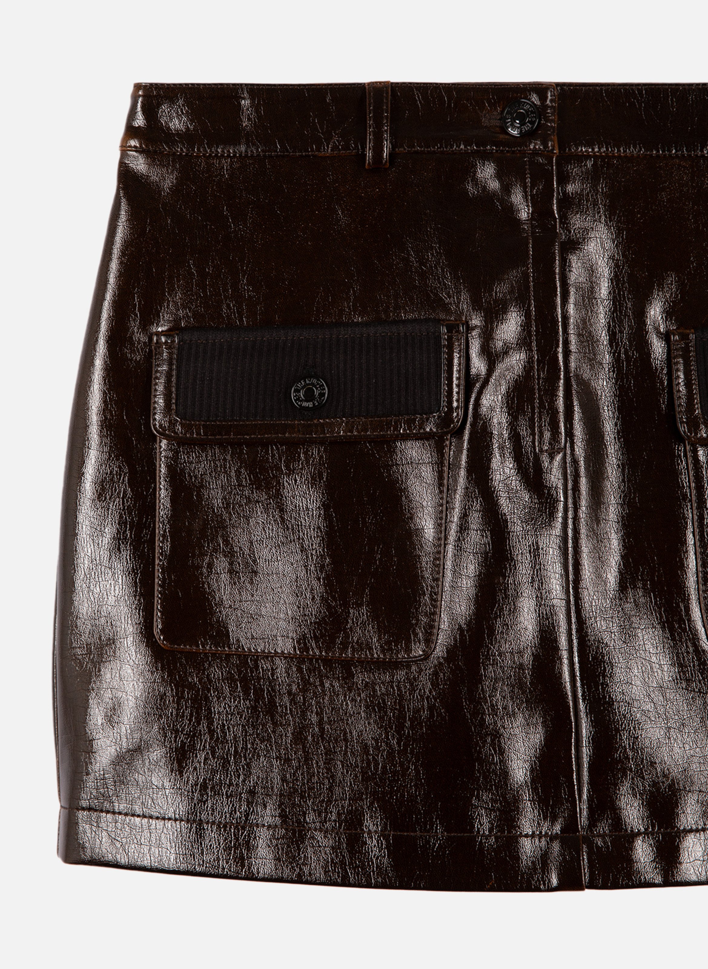 Jupe courte effet vinyle THE KOOPLES Marron