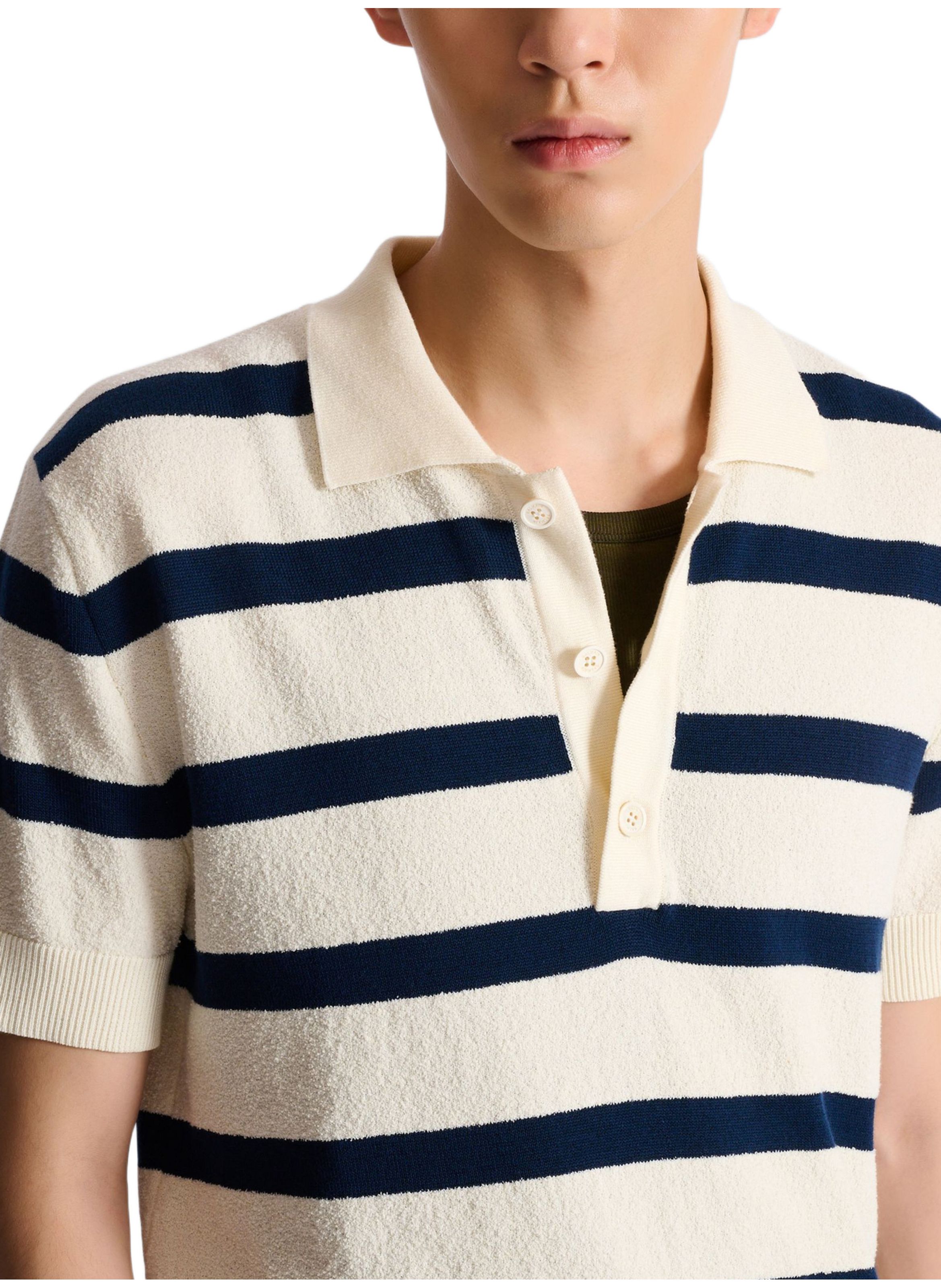 Polo balmain marinière en coton BALMAIN Blanc