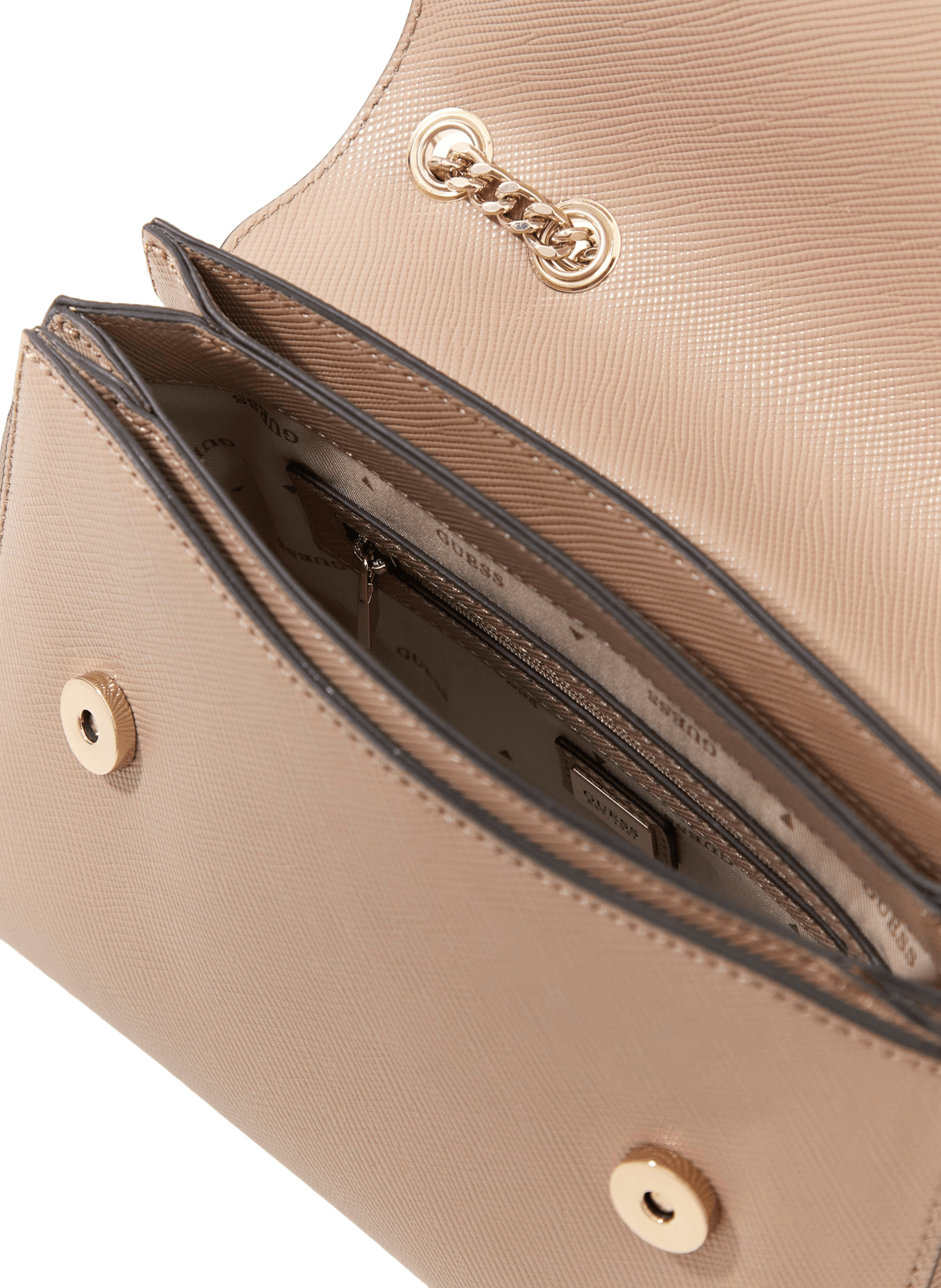 Sac à bandoulière chaîne effet cuir GUESS Marron