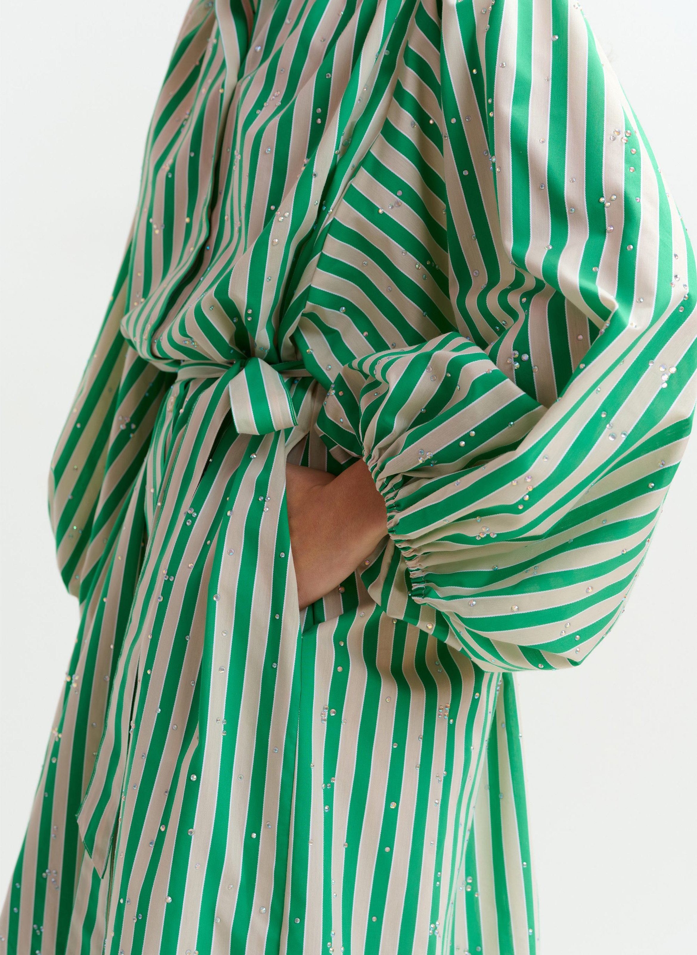 Robe midi col mao en coton mélangé jodianna ESSENTIEL ANTWERP Vert