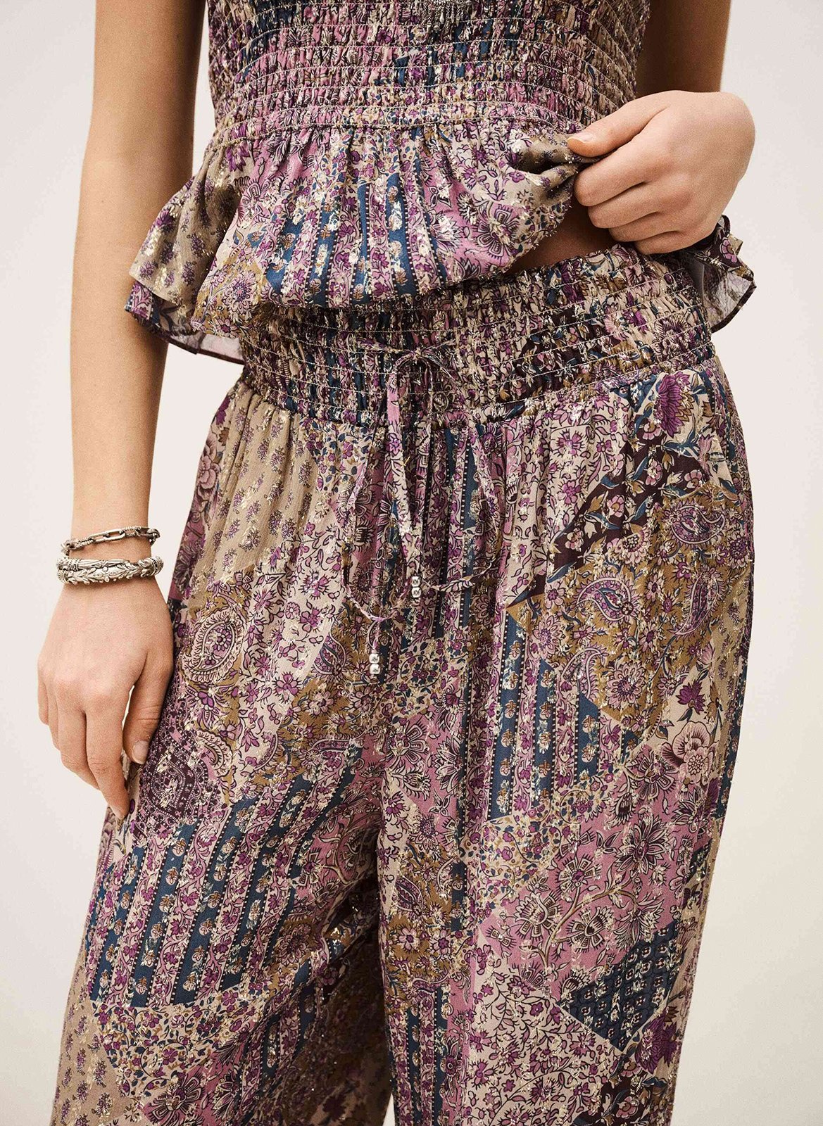 Pantalon large stretch imprimé parsy BA&SH Rose