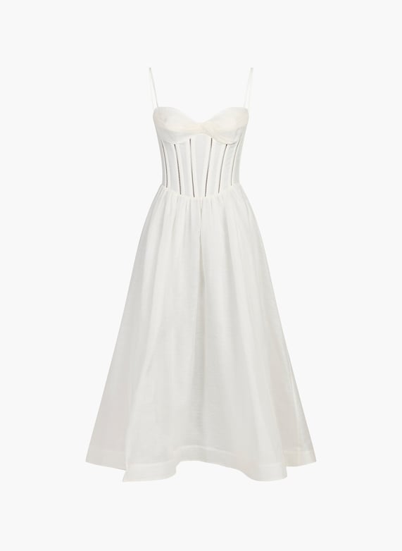 zimmermann white silk dress ZIMMERMANN Embellished linen and silk-blend organza dress