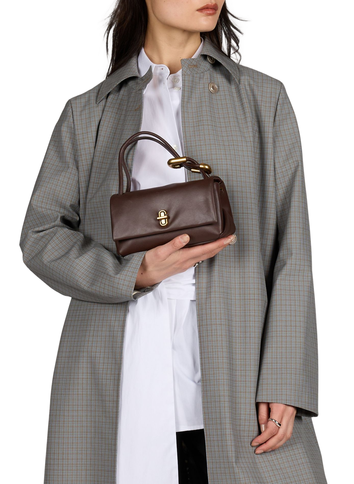 Le mini double sac en cuir lisse MARC JACOBS Marron