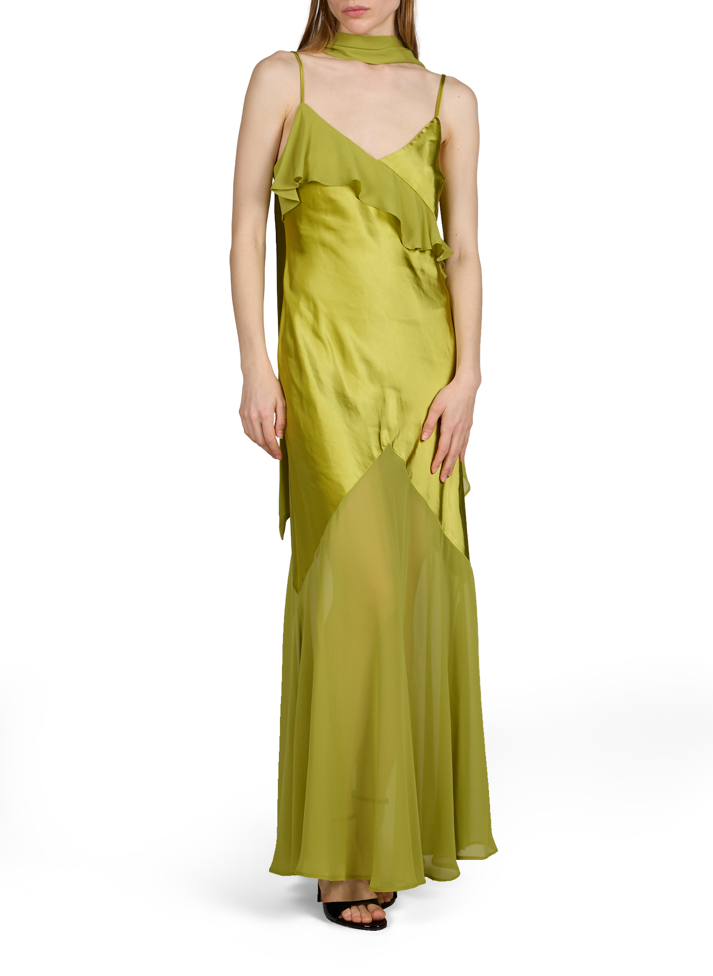 Robe sans manches évasée et satinée TOPSHOP Vert