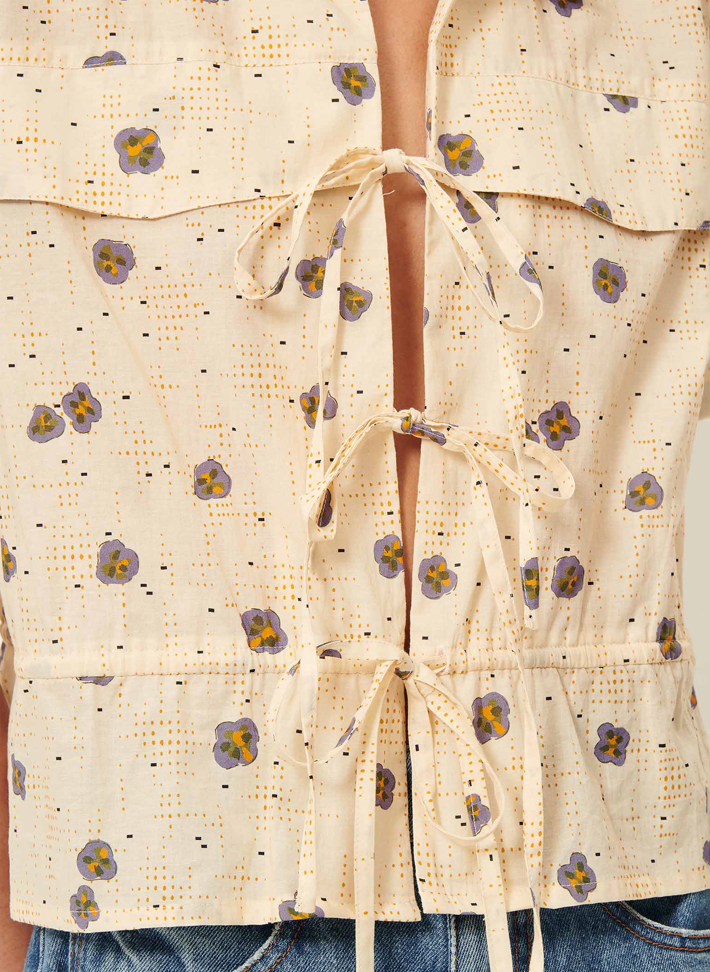 Chemise droite col classique en coton imprimé chiavari SESSUN Multicolore